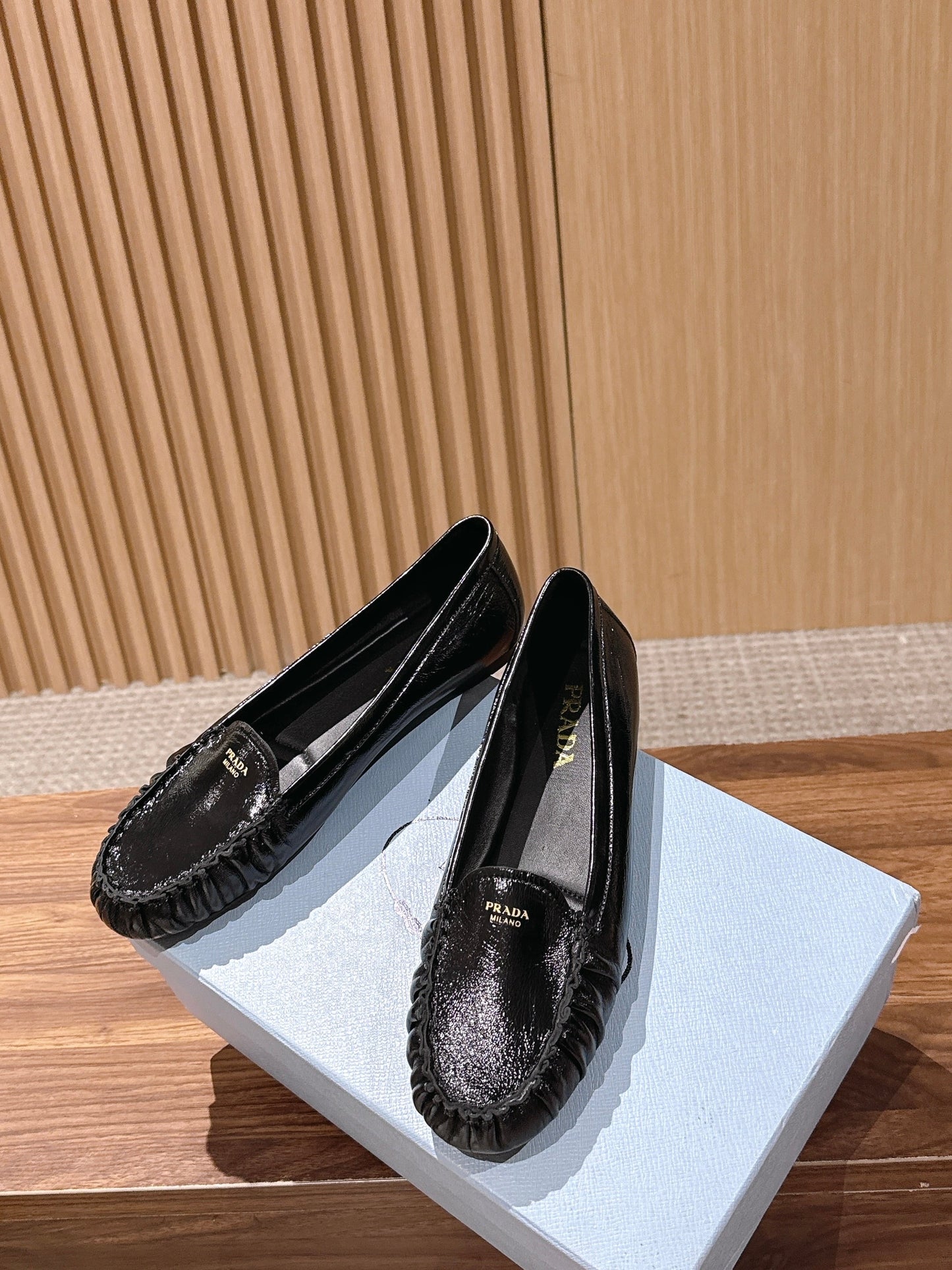 Prada 26s Loafers Black Glossy Leather 974896