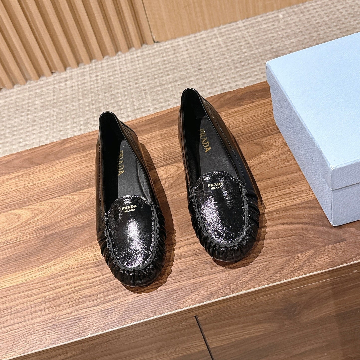 Prada 26s Loafers Black Glossy Leather 974896