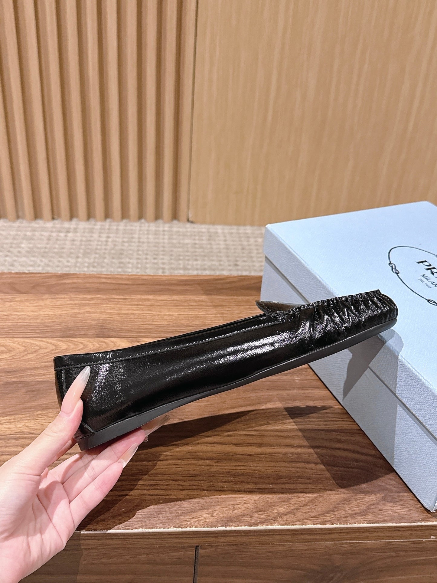 Prada 26s Loafers Black Glossy Leather 974896