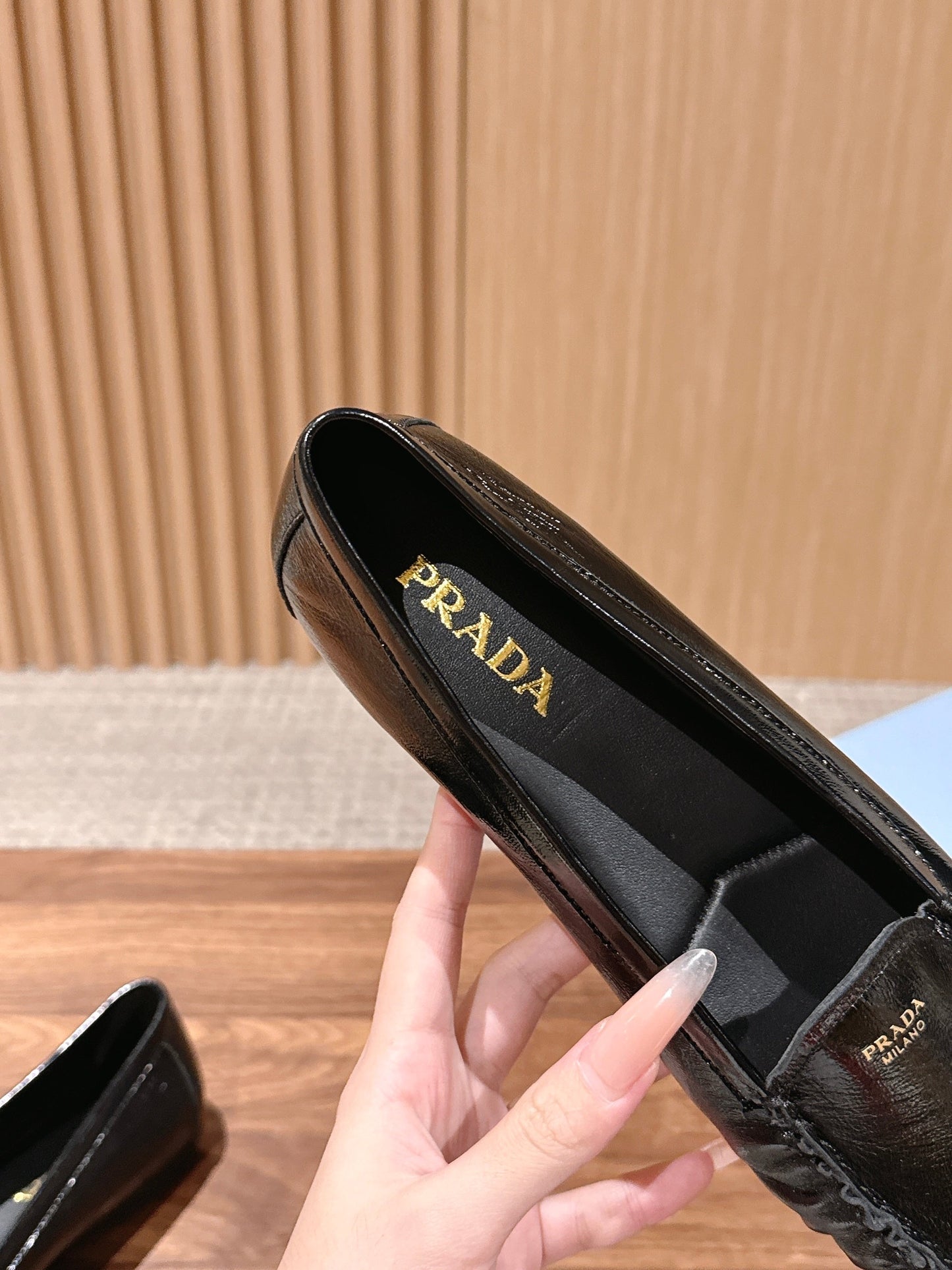 Prada 26s Loafers Black Glossy Leather 974896
