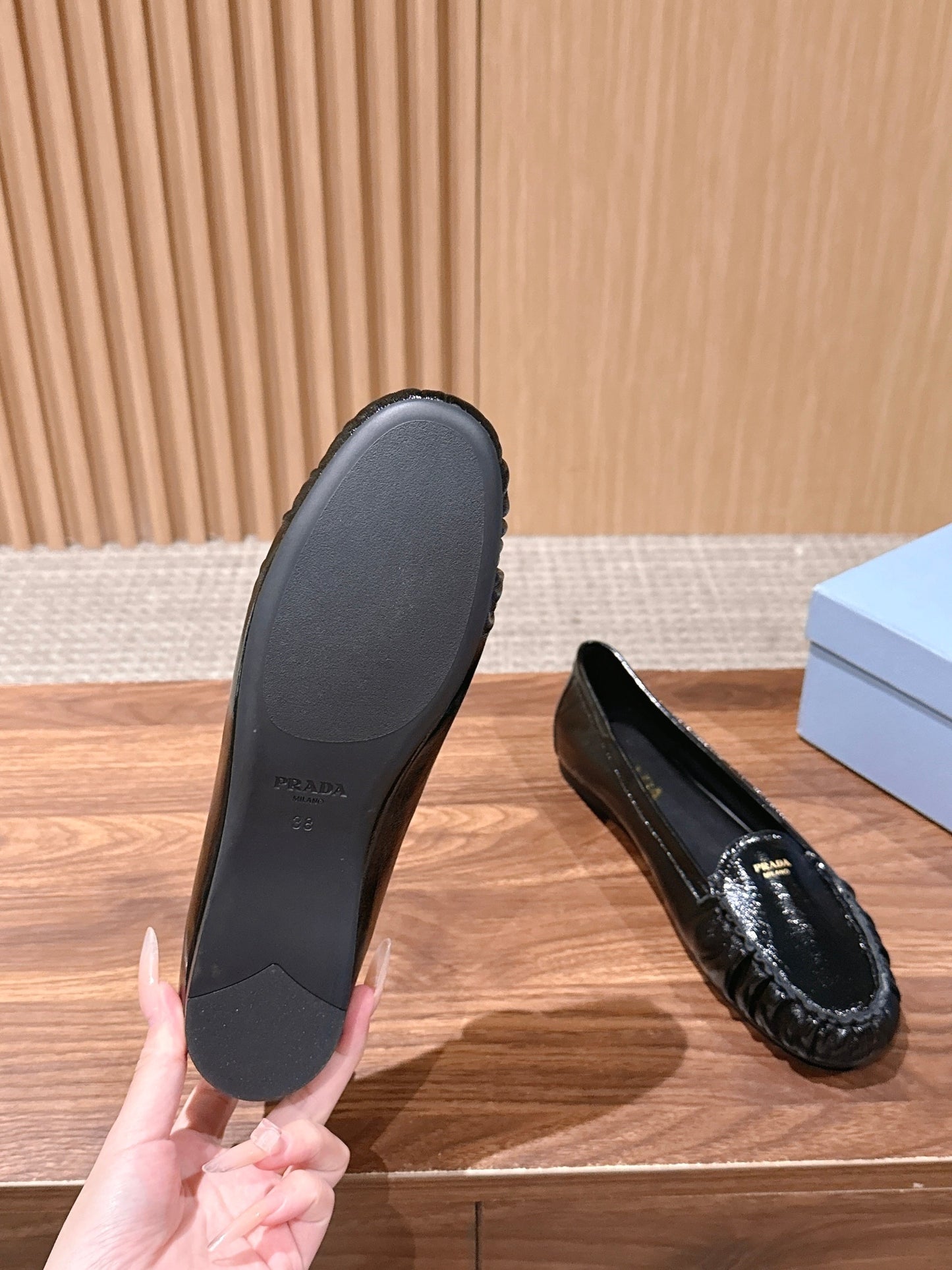 Prada 26s Loafers Black Glossy Leather 974896