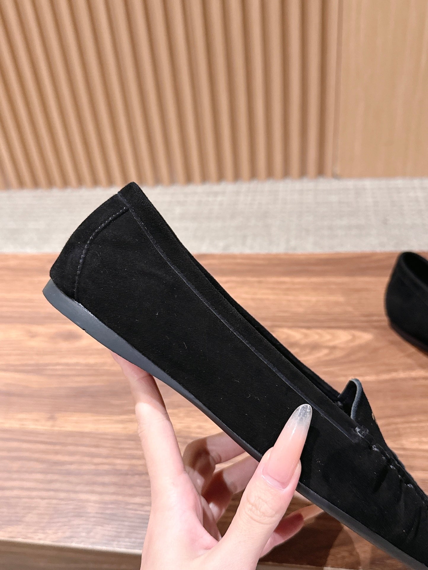 Prada 26s Loafers Black Ruffled Suede 974898