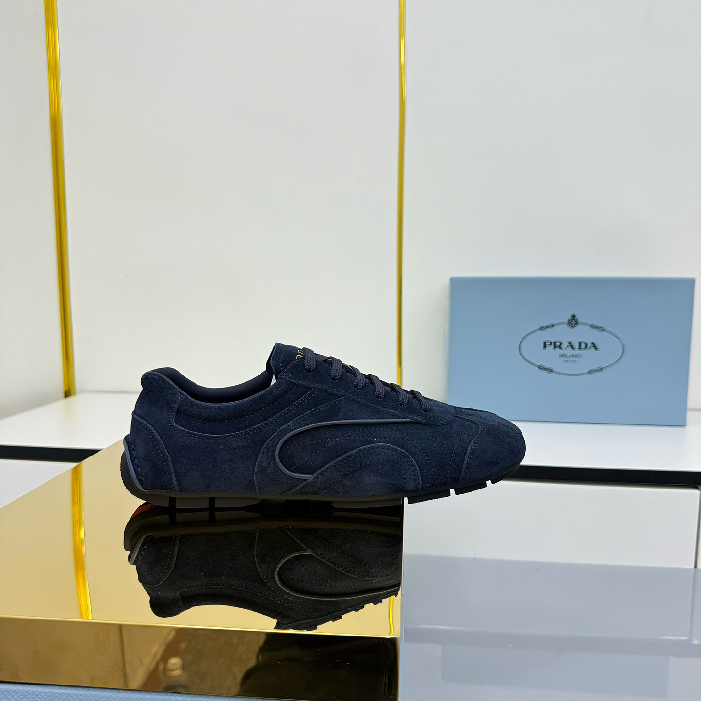 Prada Montecarlo Sneakers Dark Navy Blue Suede 565699