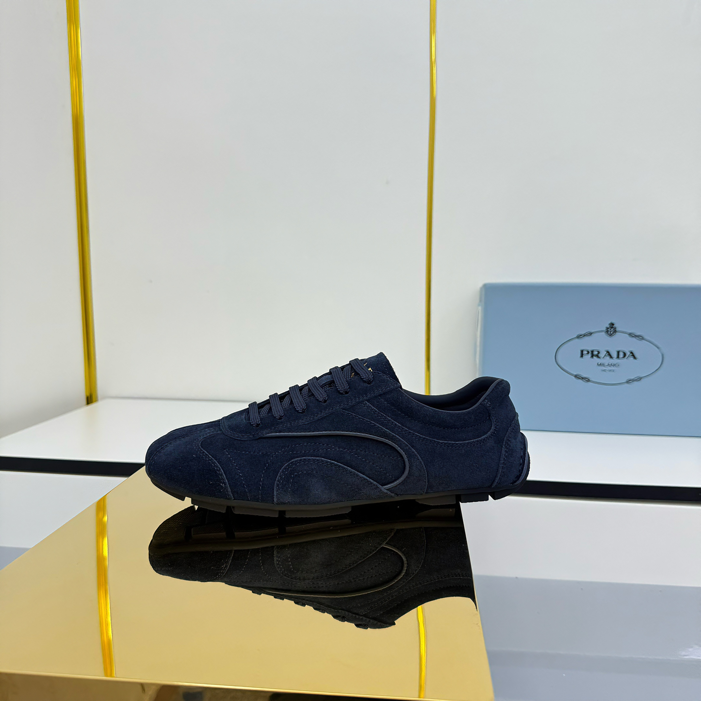 Prada Montecarlo Sneakers Dark Navy Blue Suede 565699