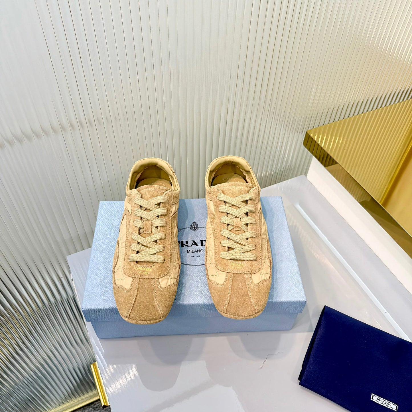 Prada Montecarlo Sneakers Khaki Re Nylon Suede 715028