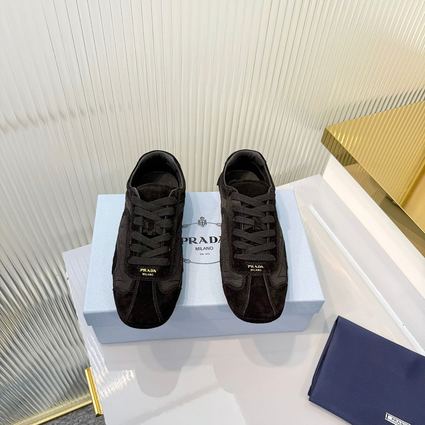 Prada Montecarlo Sneakers Black Re Nylon Suede 715029