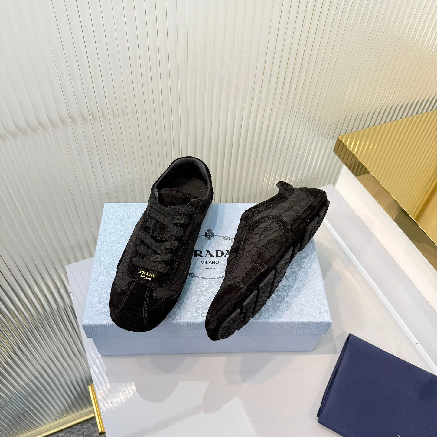 Prada Montecarlo Sneakers Black Re Nylon Suede 715029