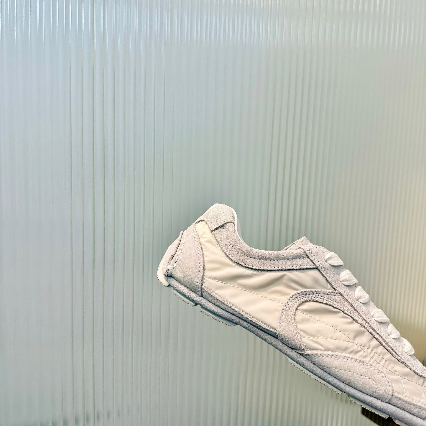 Prada Montecarlo Sneakers Grey Cream Re Nylon Suede 715030
