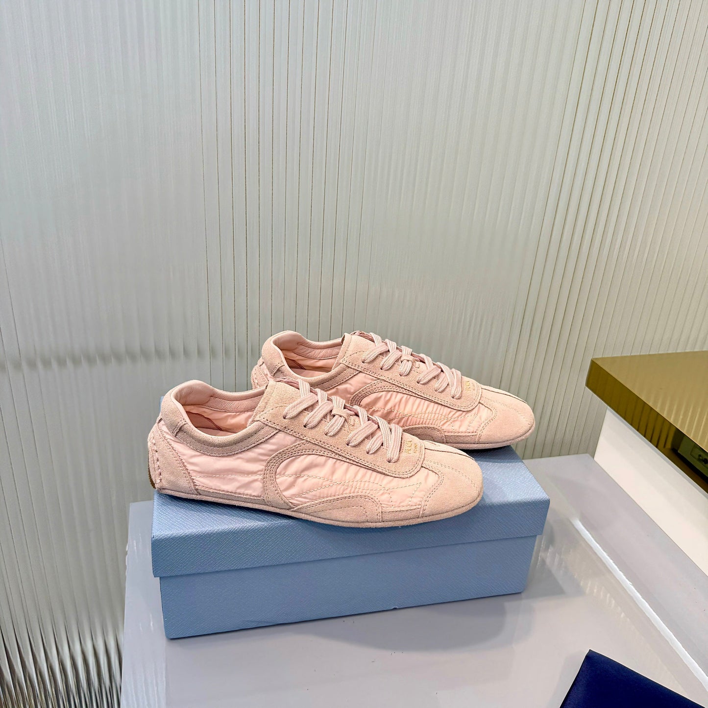 Prada Montecarlo Sneakers Light Pink Re Nylon Suede 715031