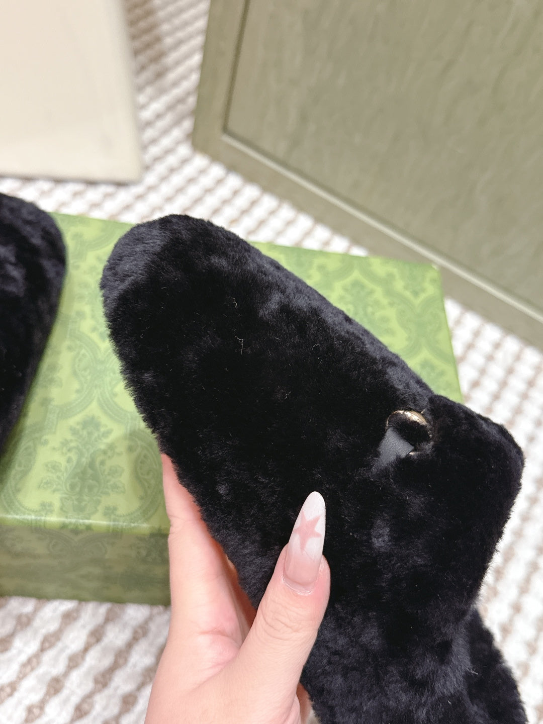 GG 26ss Loafers Rhinestones Black Wool 612026