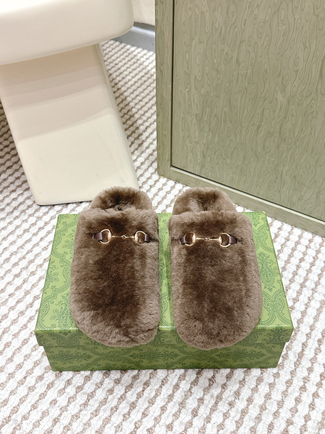 GG 26ss Loafers Rhinestones Brown Wool 612030