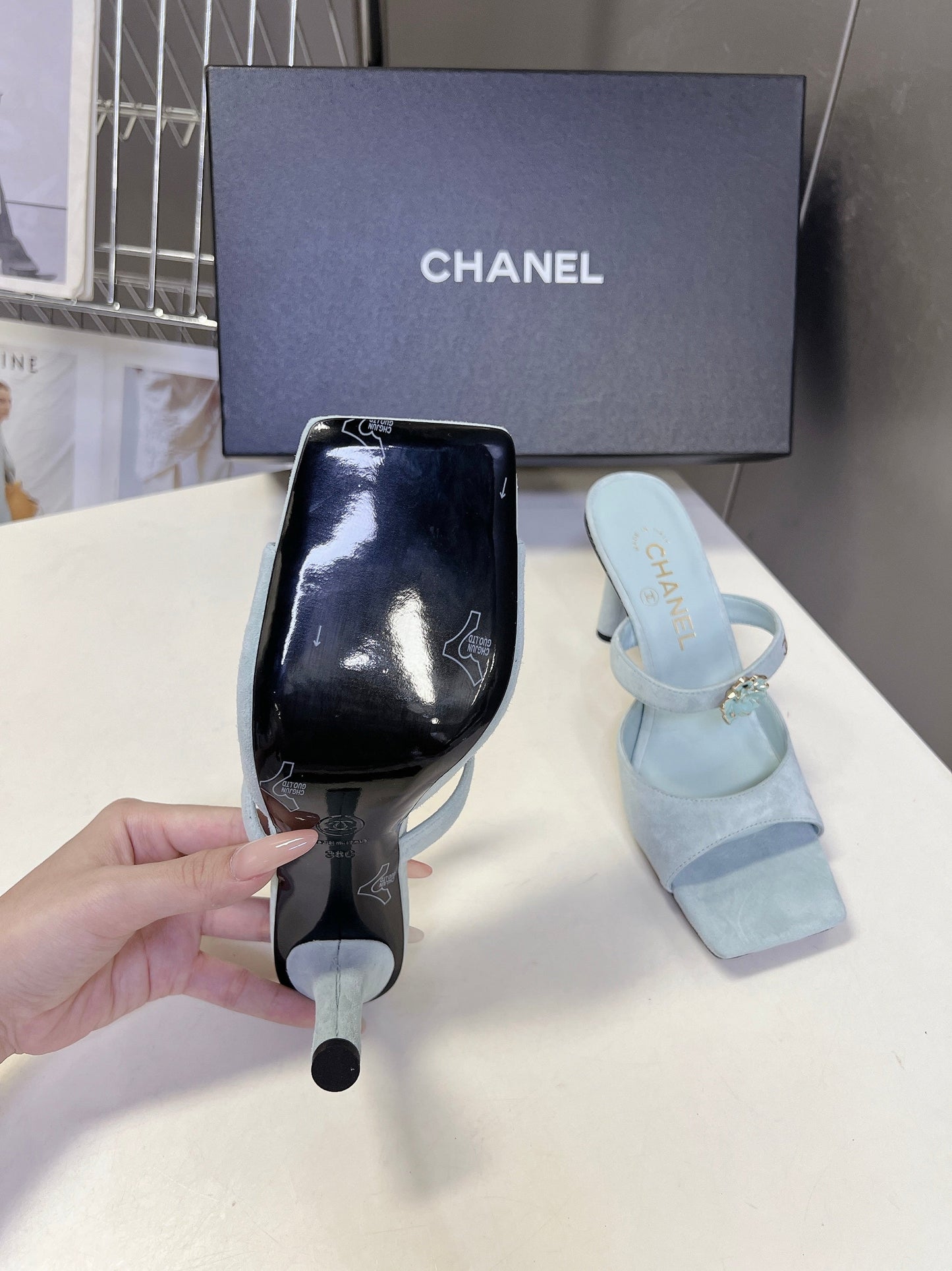 Chanel 2026 Mule 70mm Embossing And Suede Calfskin 895349
