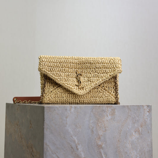 Prada Calypso Bag 19cm Beige Raffia Leather