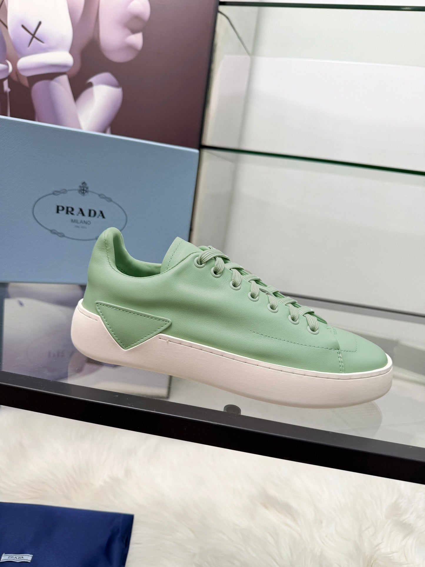 Prada 26s Court Sneakers Mint Green Leather 838032