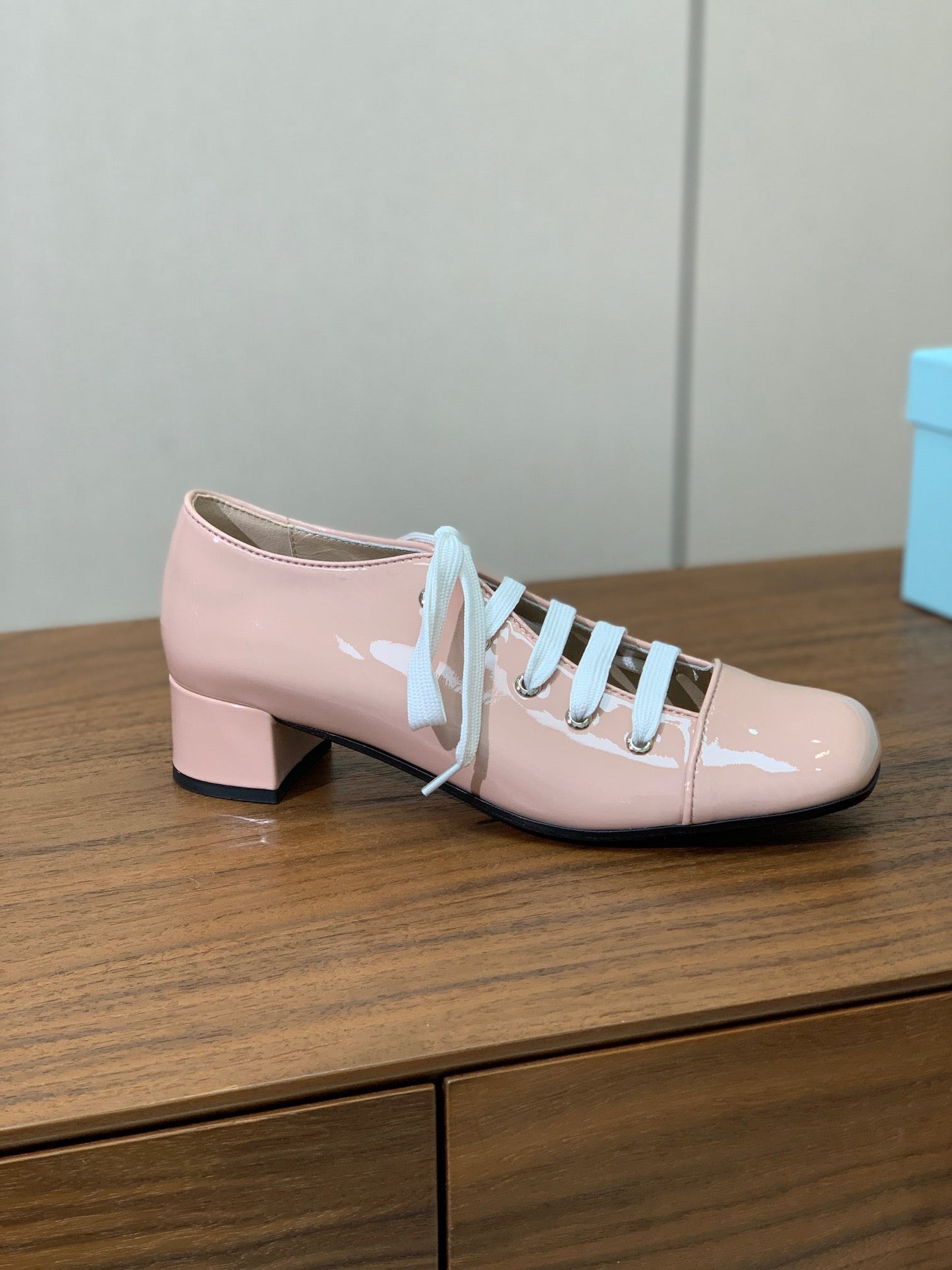 Prada 25s Mary Jane Shoes 55mm Light Pink Patent Leather