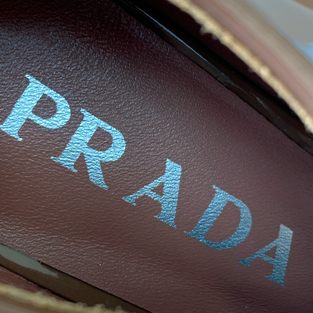 Prada 25s Mary Jane Shoes 55mm Brown  Patent Leather