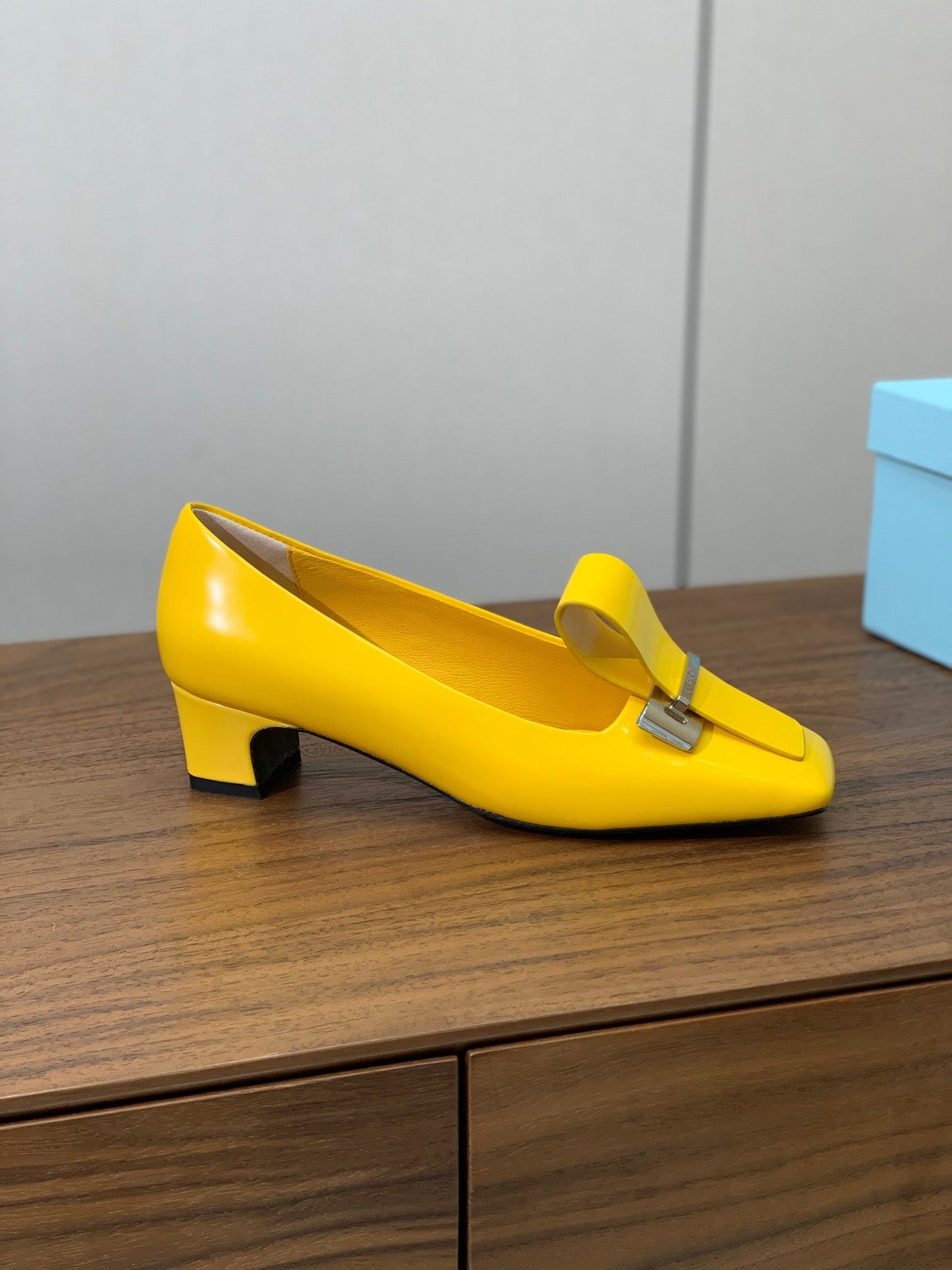 Prada Mary Jane 4.5cm Yellow Glossy Leather 896180