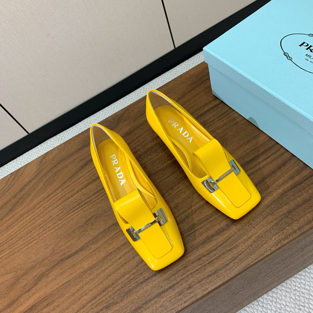 Prada Mary Jane 4.5cm Yellow Glossy Leather 896180