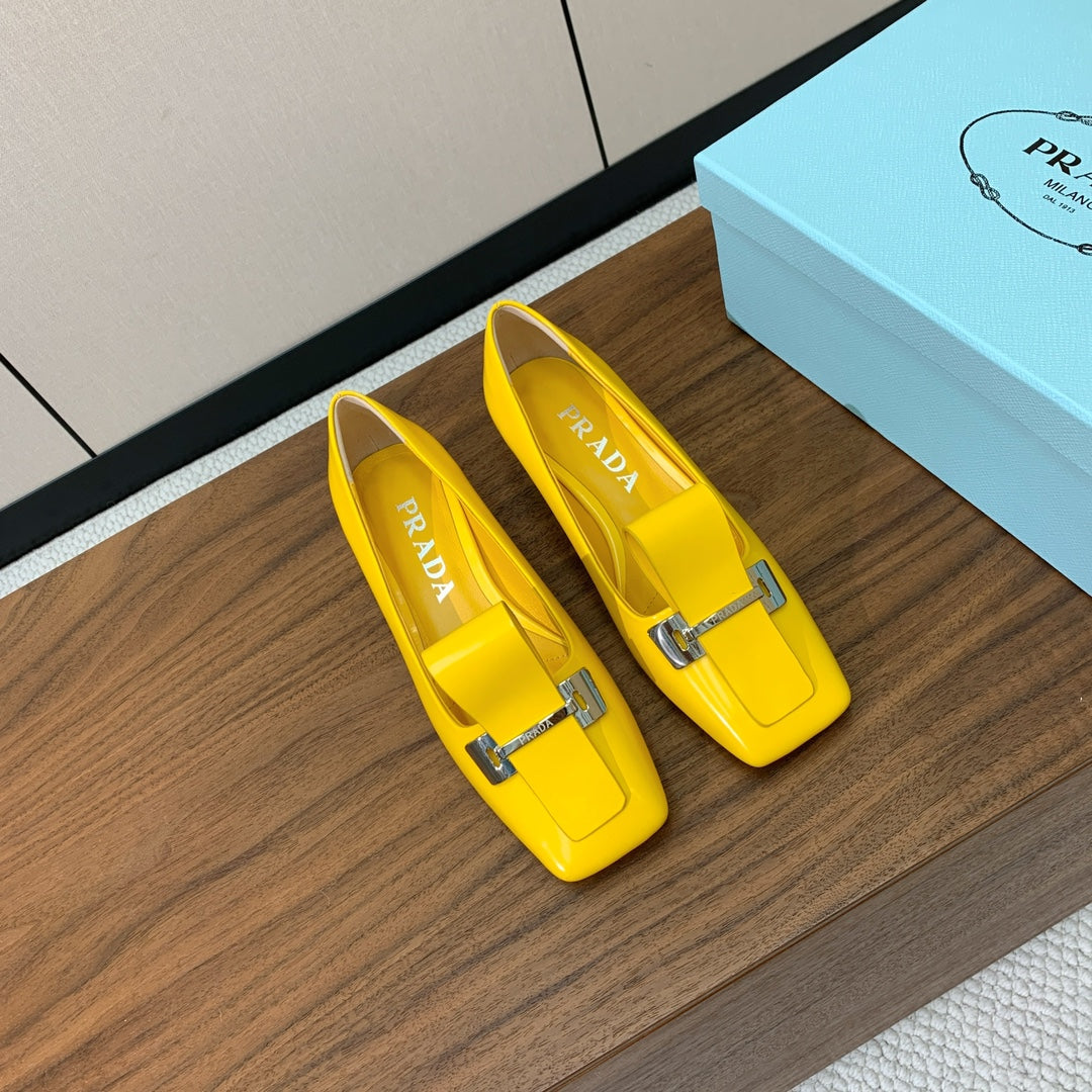 Prada Mary Jane 4.5cm Yellow Glossy Leather 896180