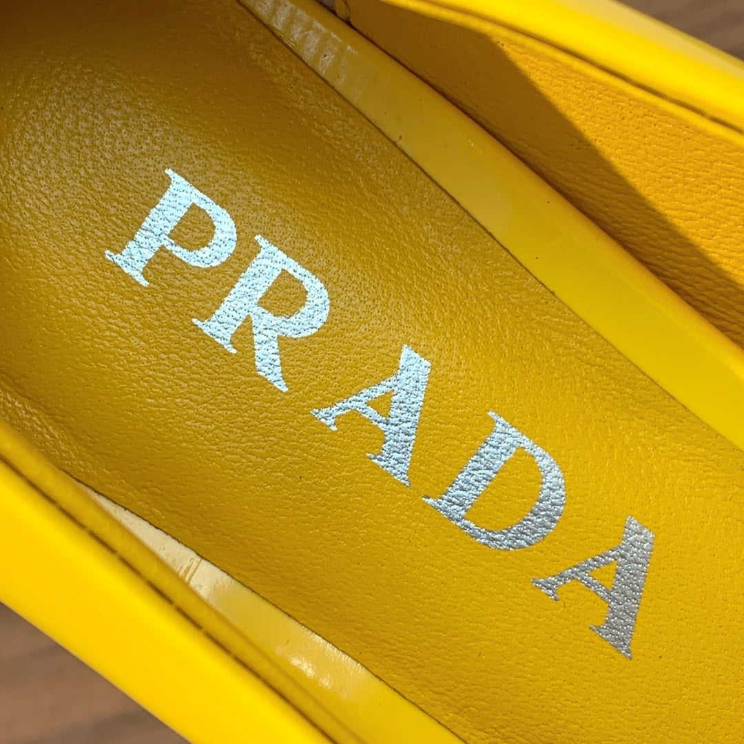 Prada Mary Jane 4.5cm Yellow Glossy Leather 896180