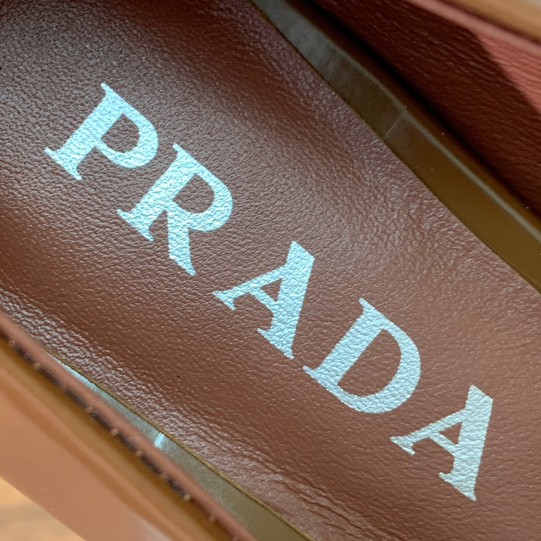 Prada Mary Jane 4.5cm Brown Glossy Leather 896181