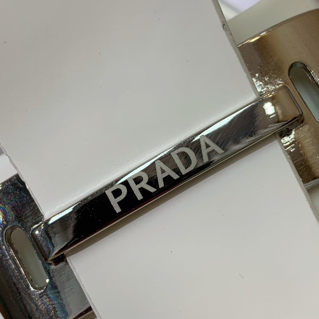 Prada Mary Jane 4.5cm White Glossy Leather 896182