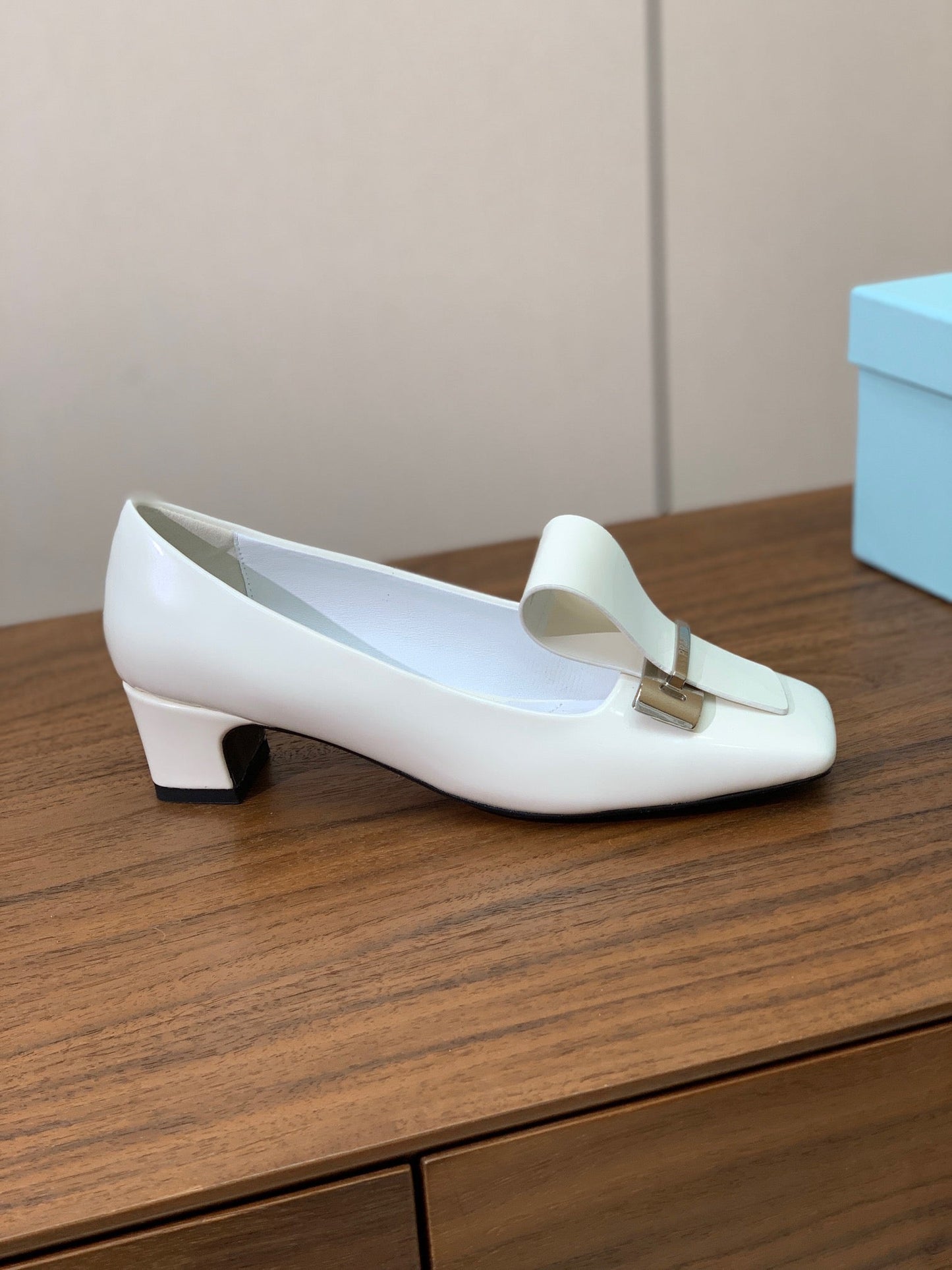 Prada Mary Jane 4.5cm White Glossy Leather 896182