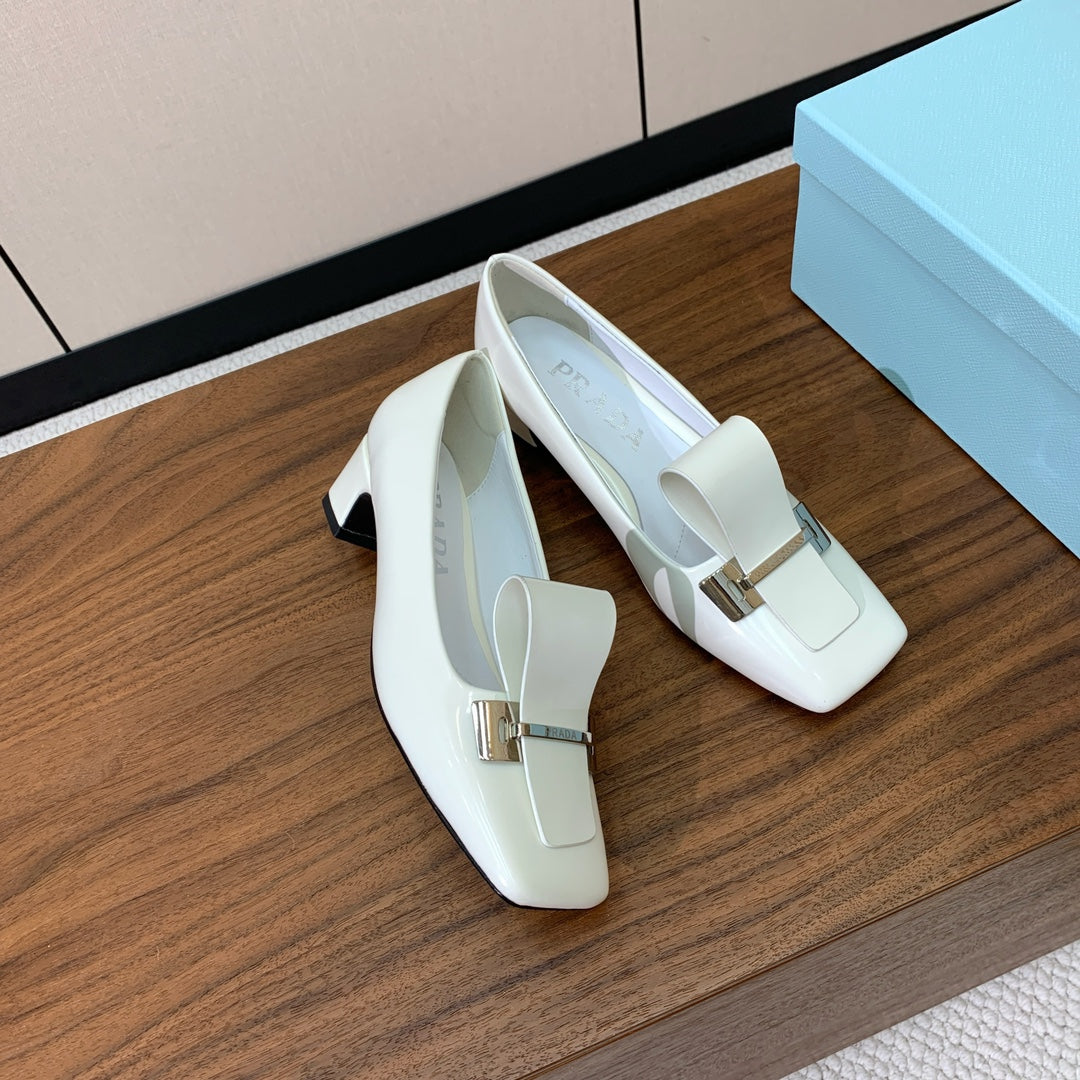Prada Mary Jane 4.5cm White Glossy Leather 896182