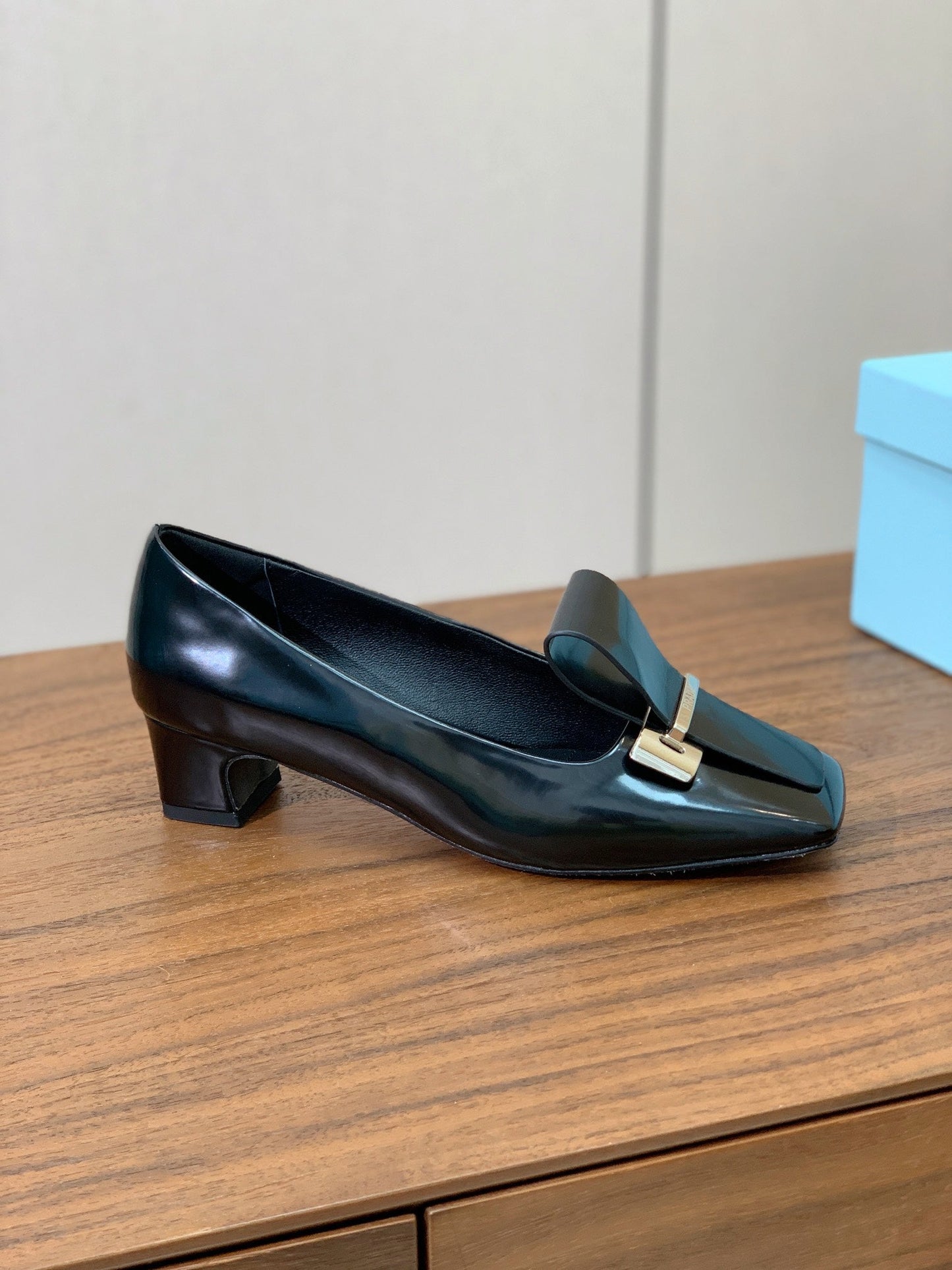 Prada Mary Jane 4.5cm Black Glossy Leather 896183