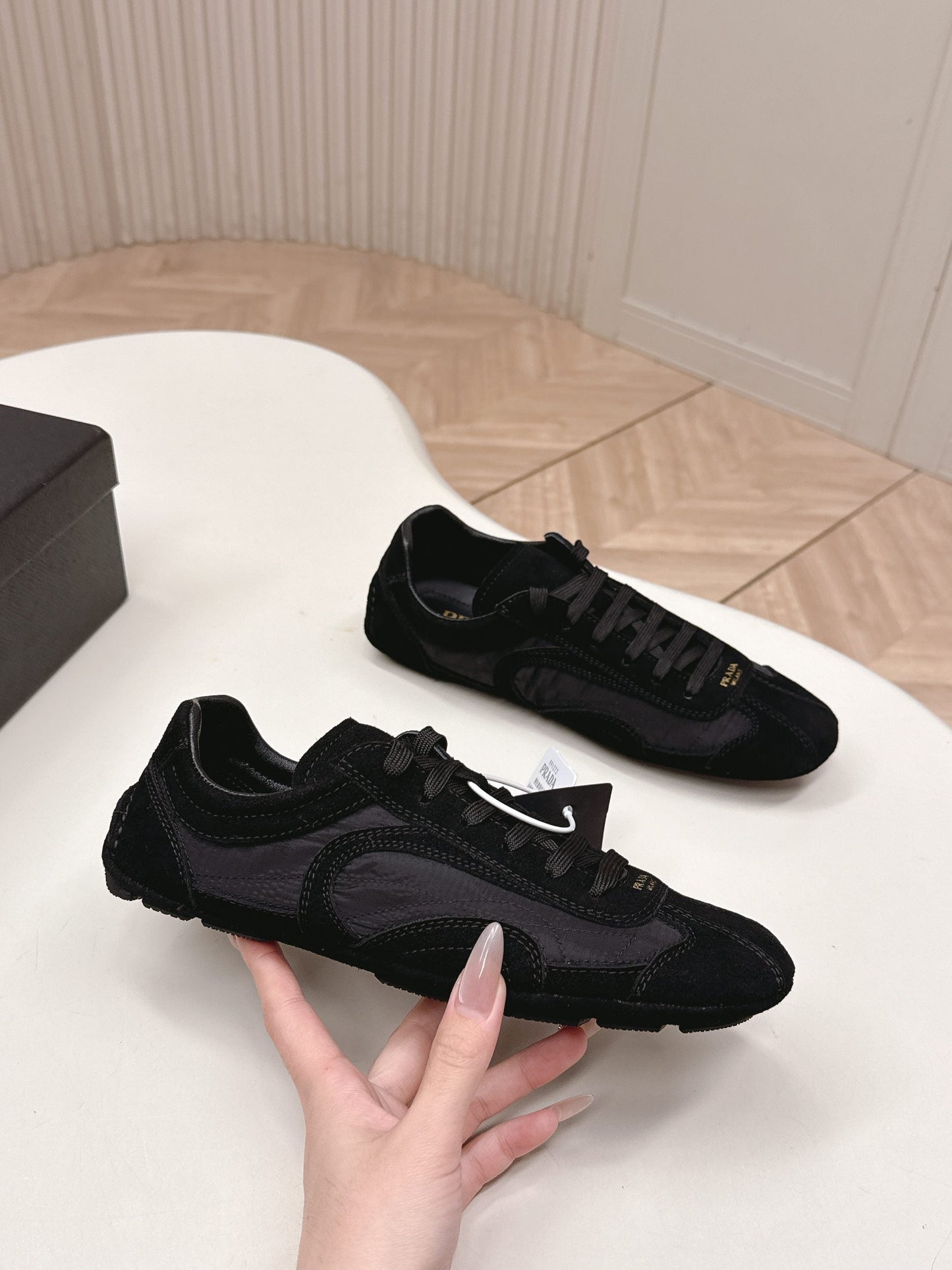 Prada 26ss German Training Black Suede Re Nylon 644207