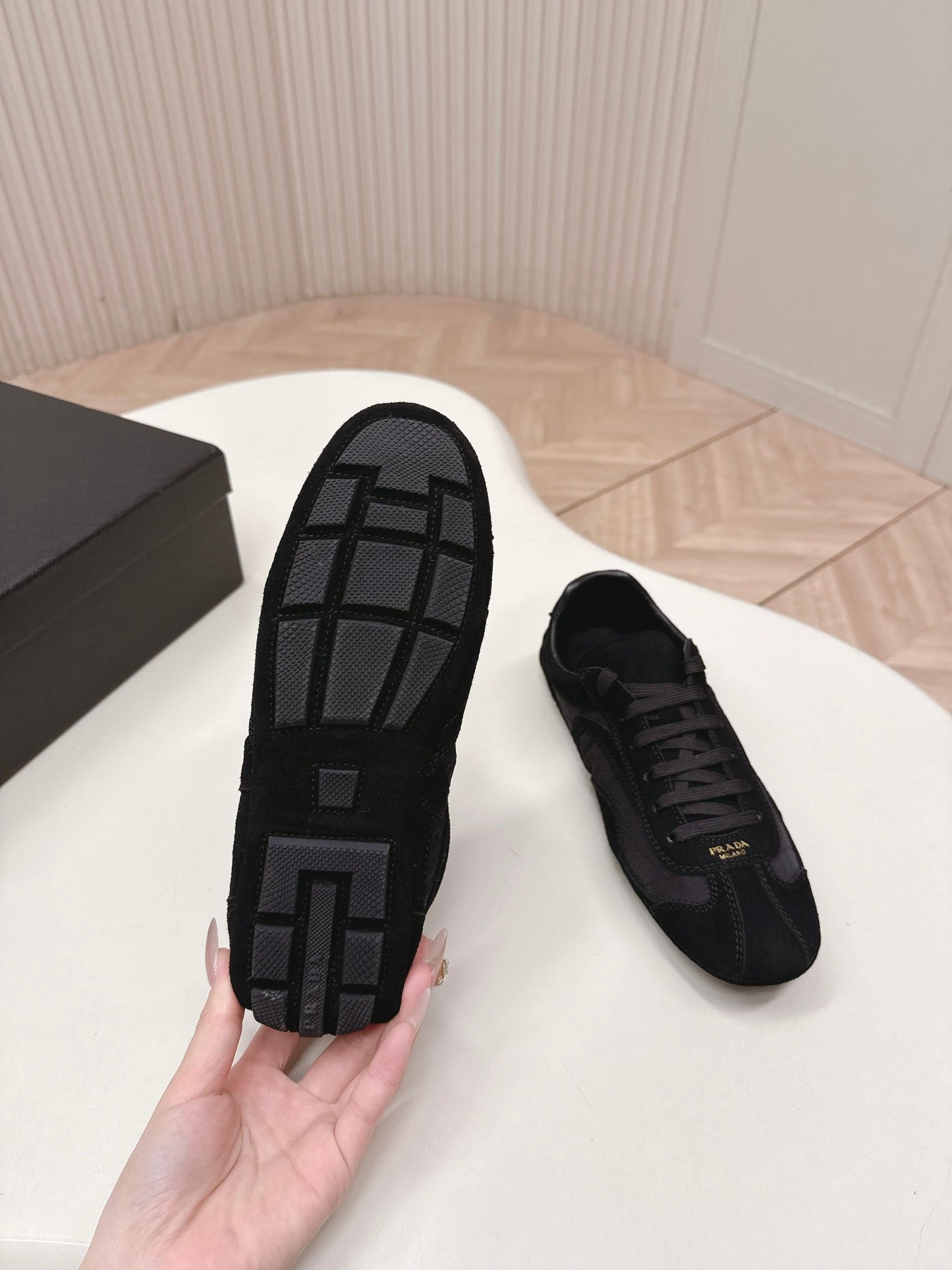 Prada 26ss German Training Black Suede Re Nylon 644207