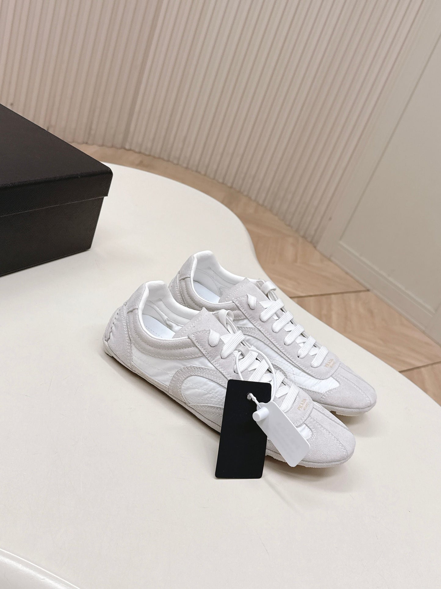 Prada 26ss German Training Light Grey Suede Re Nylon 644208