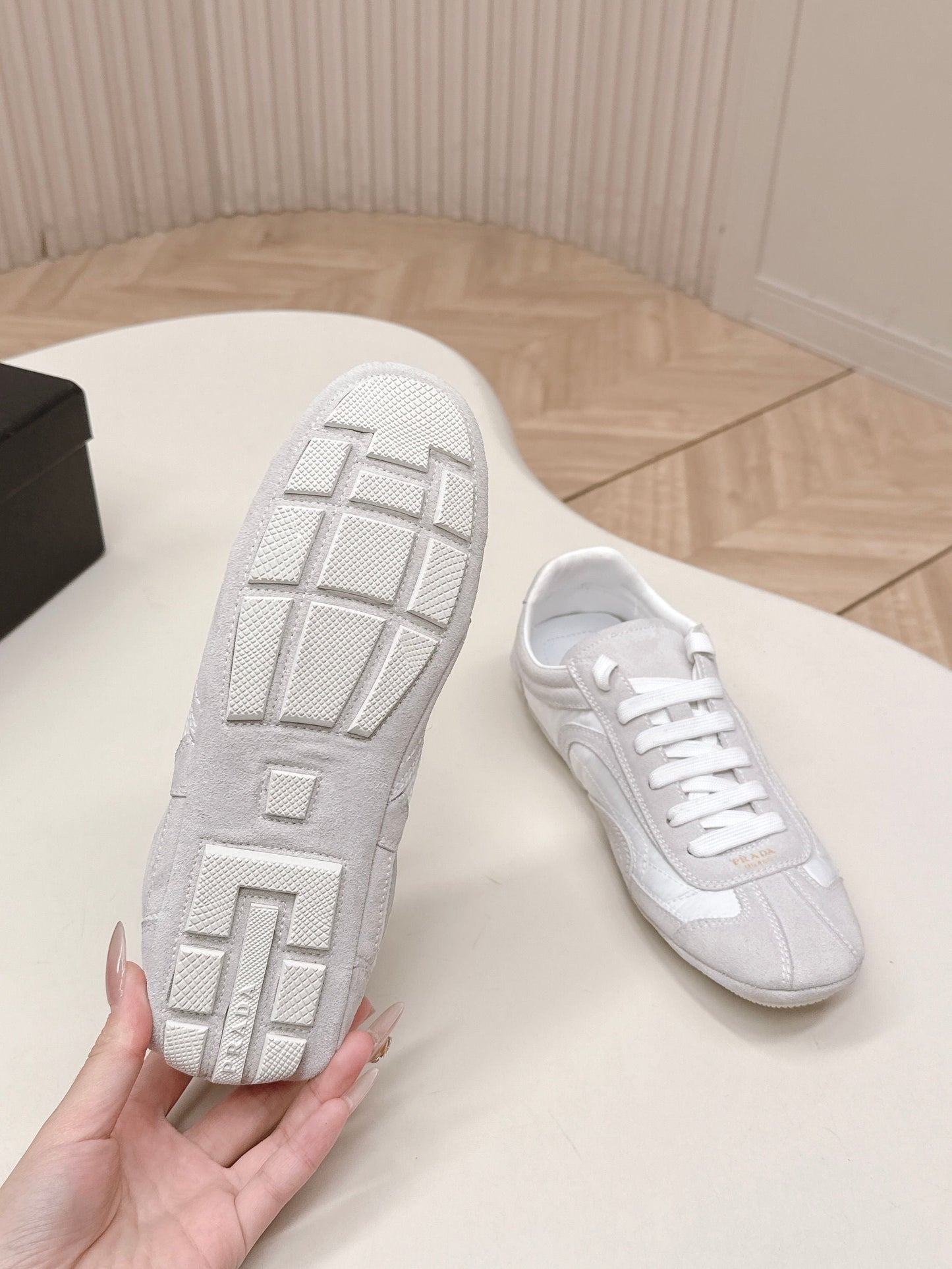 Prada 26ss German Training Light Grey Suede Re Nylon 644208