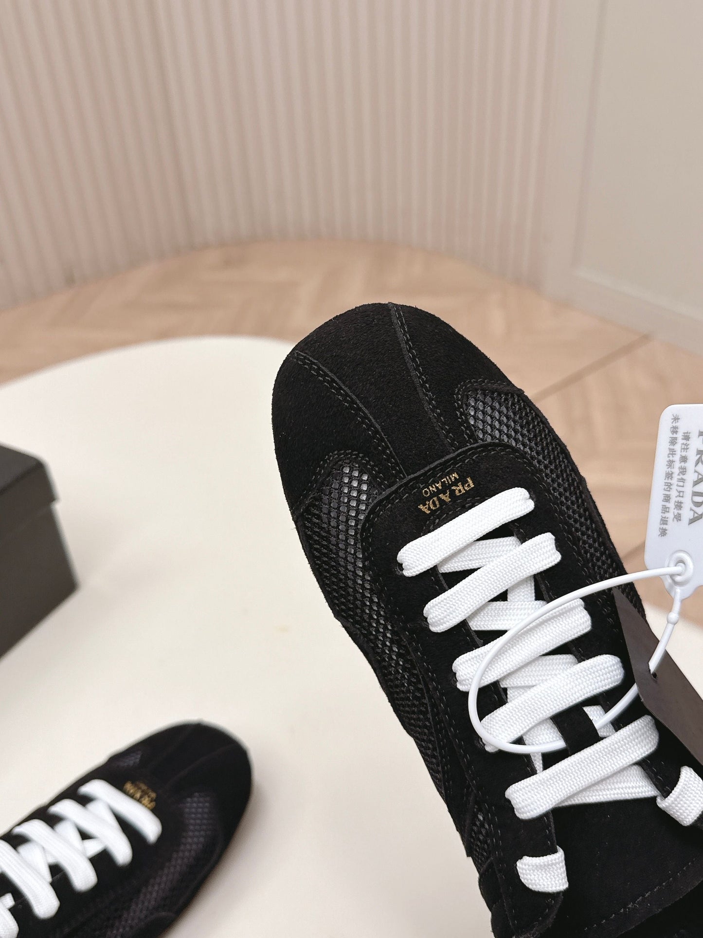 Prada 26ss German Training Black Suede Mesh 644215