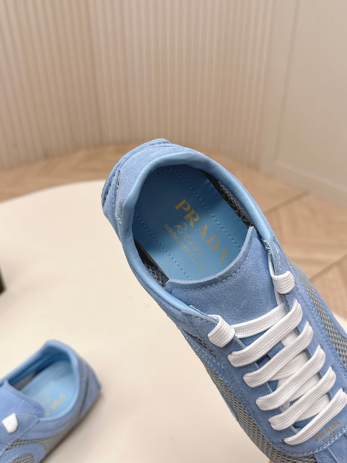 Prada 26ss German Training Light Blue Suede Mesh 644216