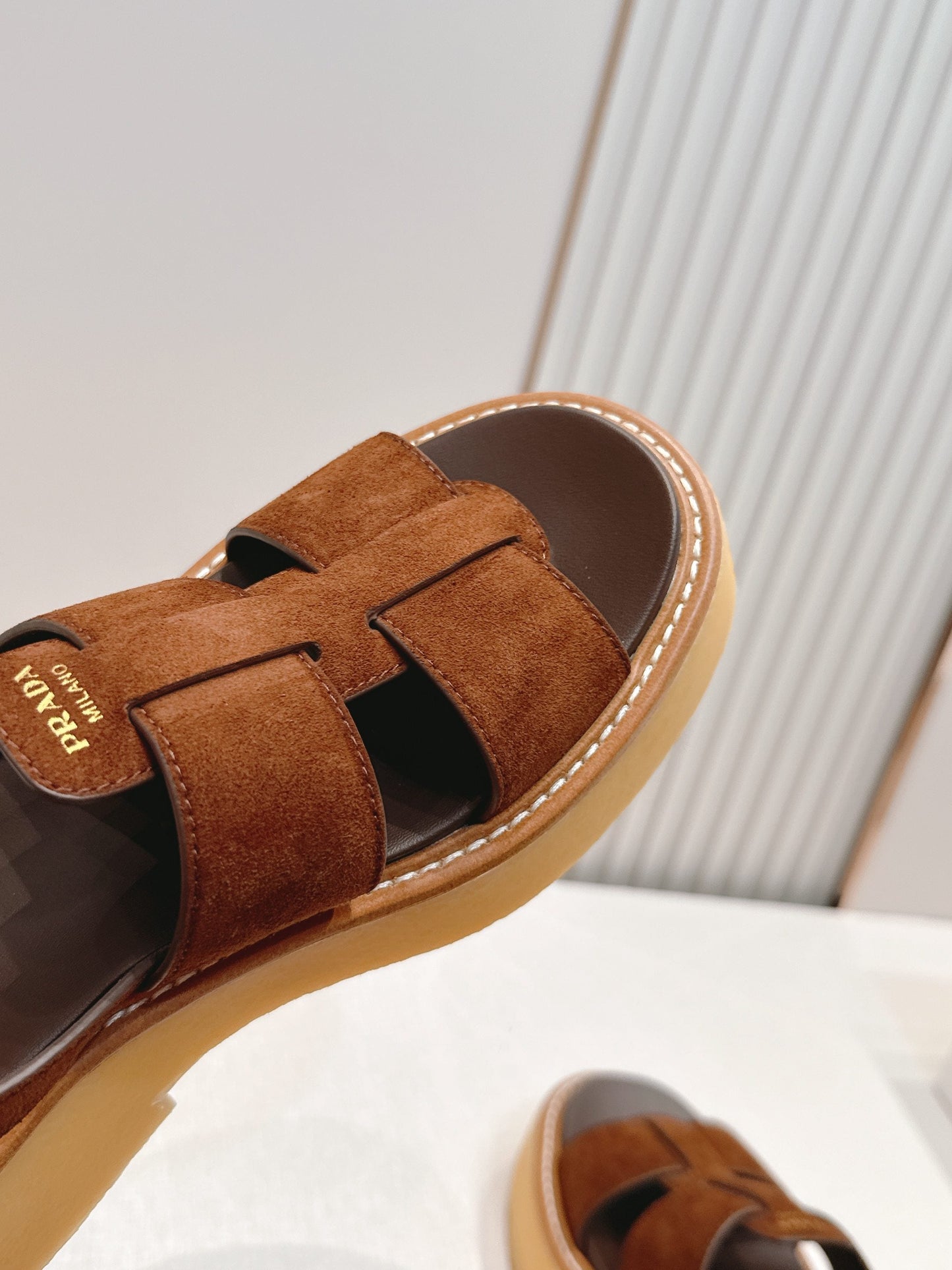 Prada 26s Sandals Cocoa Brown Suede 838144