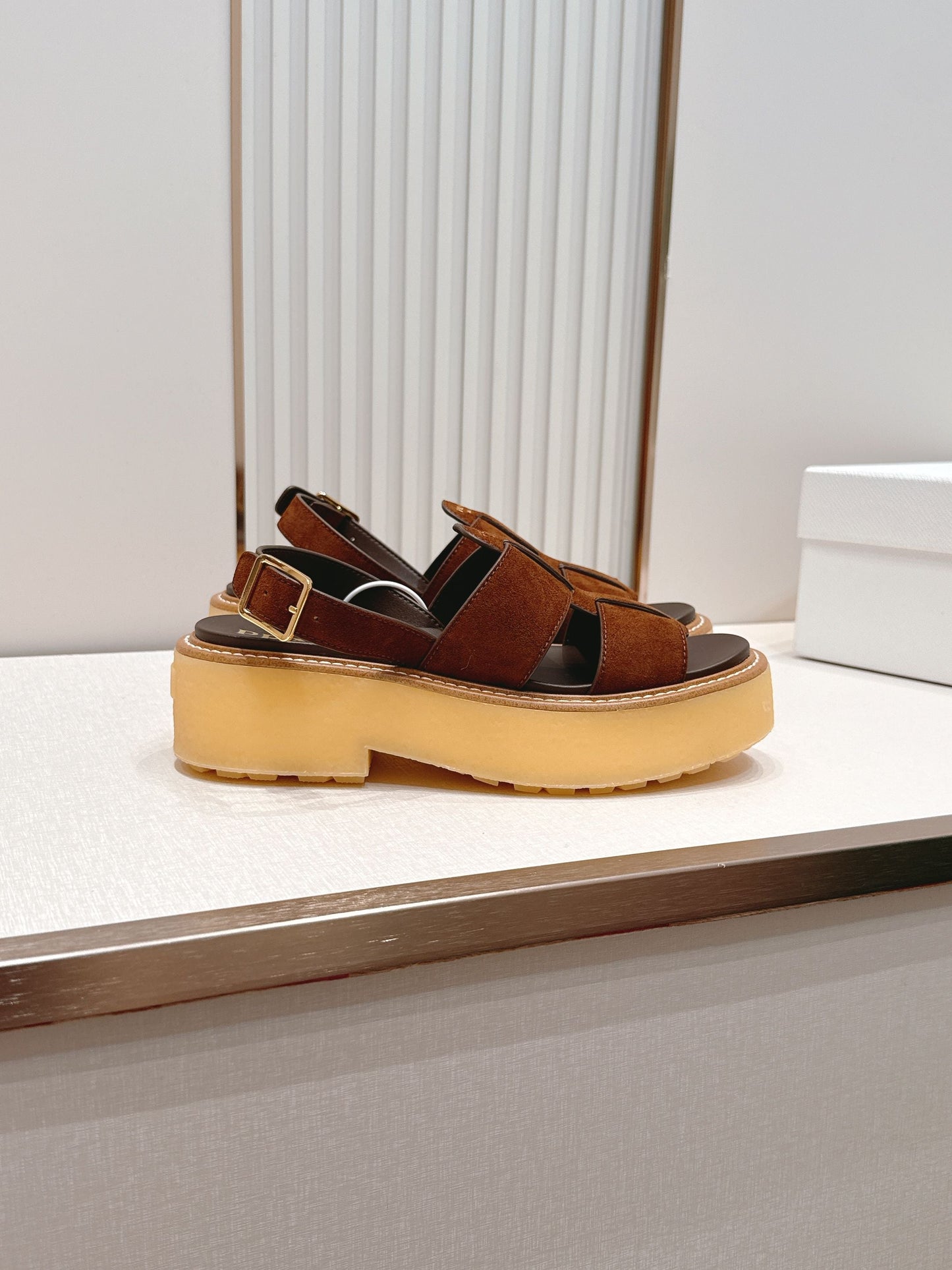 Prada 26s Sandals Cocoa Brown Suede 838144