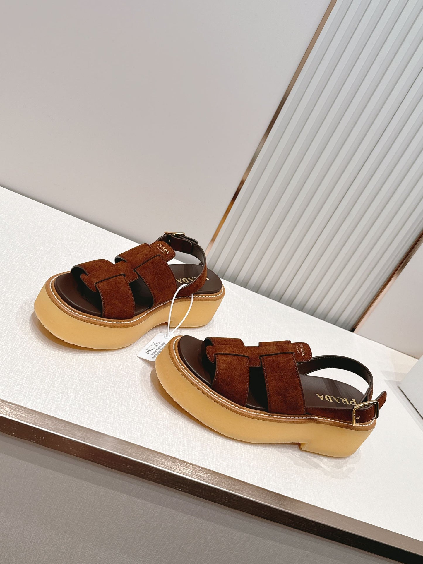 Prada 26s Sandals Cocoa Brown Suede 838144