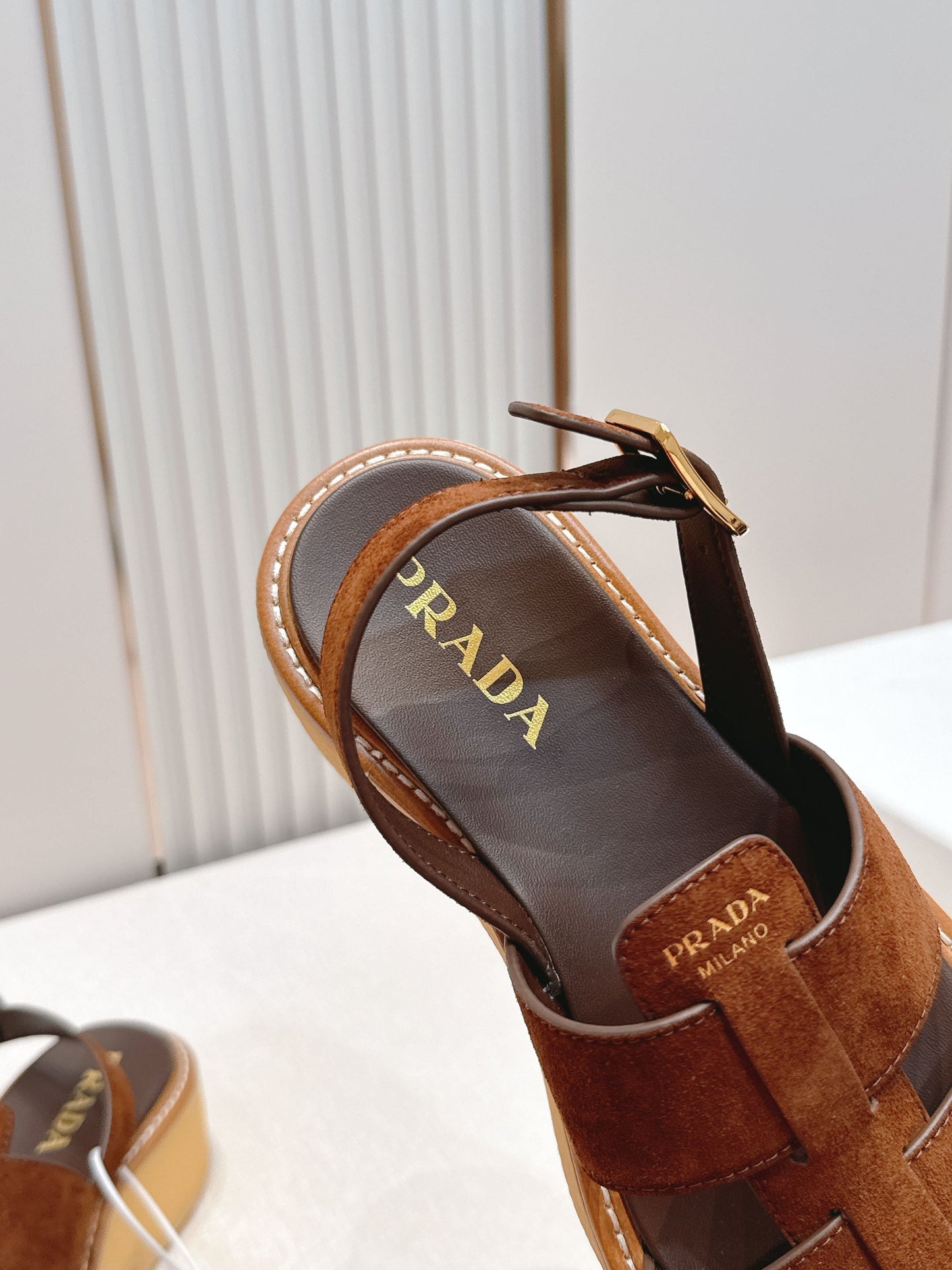 Prada 26s Sandals Cocoa Brown Suede 838144