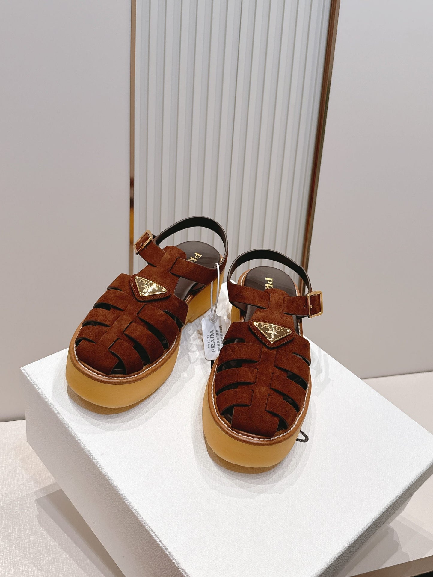 Prada 26s Sandals Cocoa Brown Suede 838143