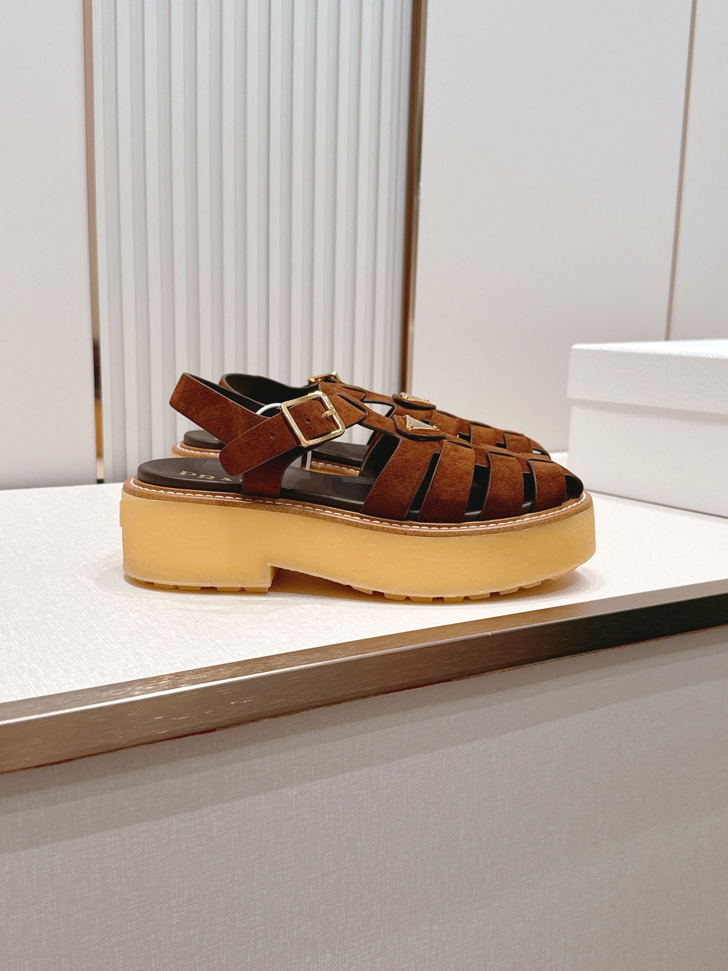 Prada 26s Sandals Cocoa Brown Suede 838143