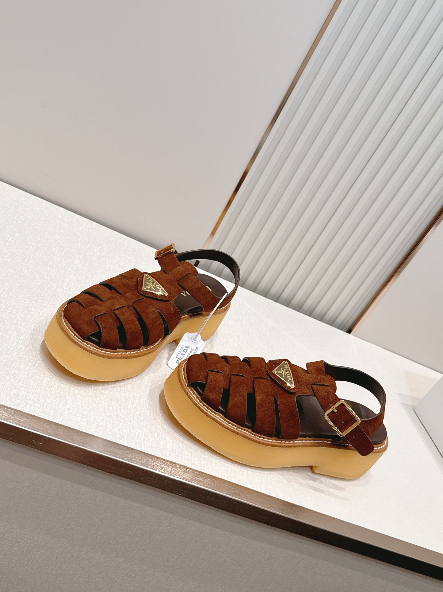 Prada 26s Sandals Cocoa Brown Suede 838143