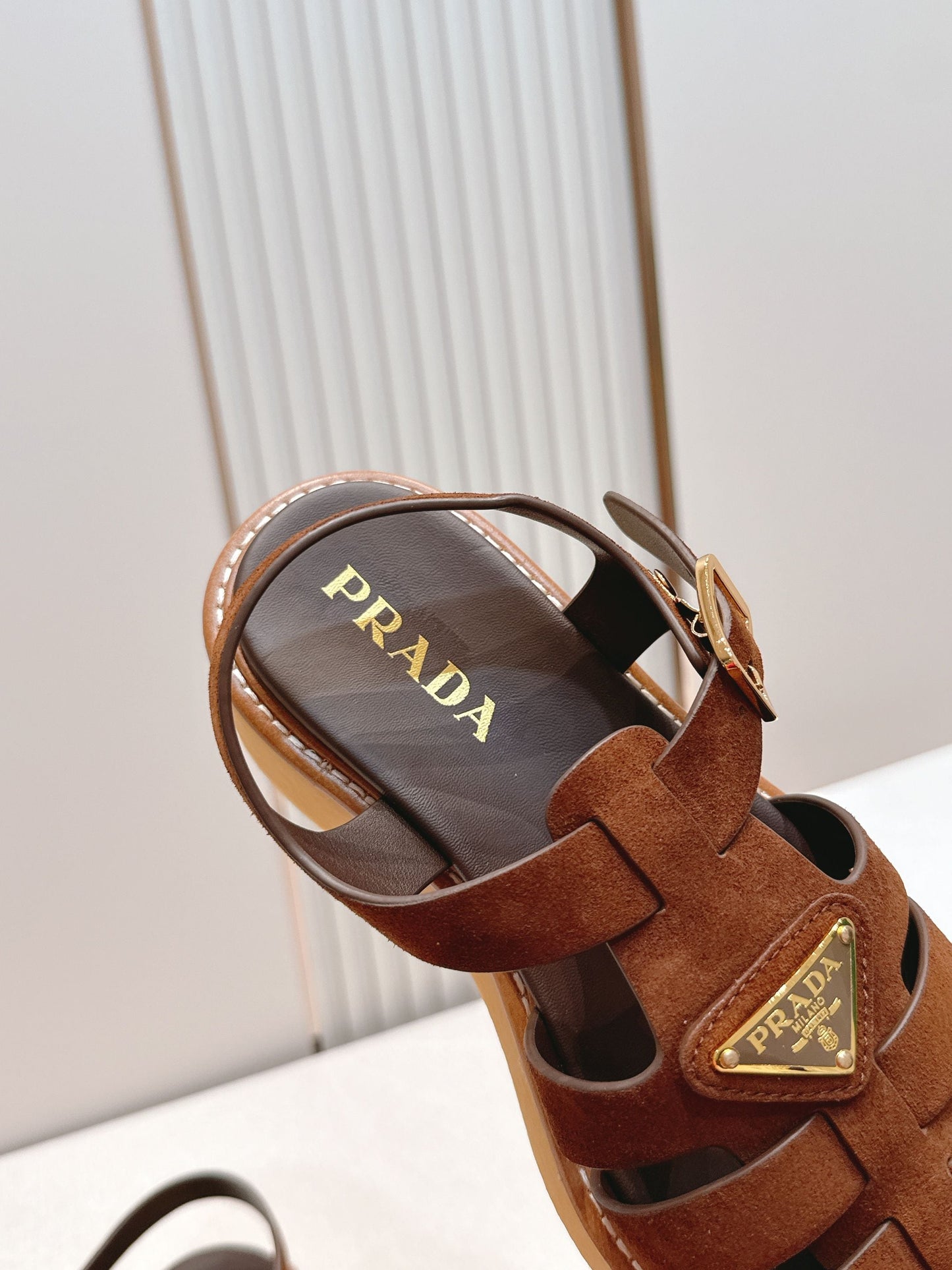 Prada 26s Sandals Cocoa Brown Suede 838143