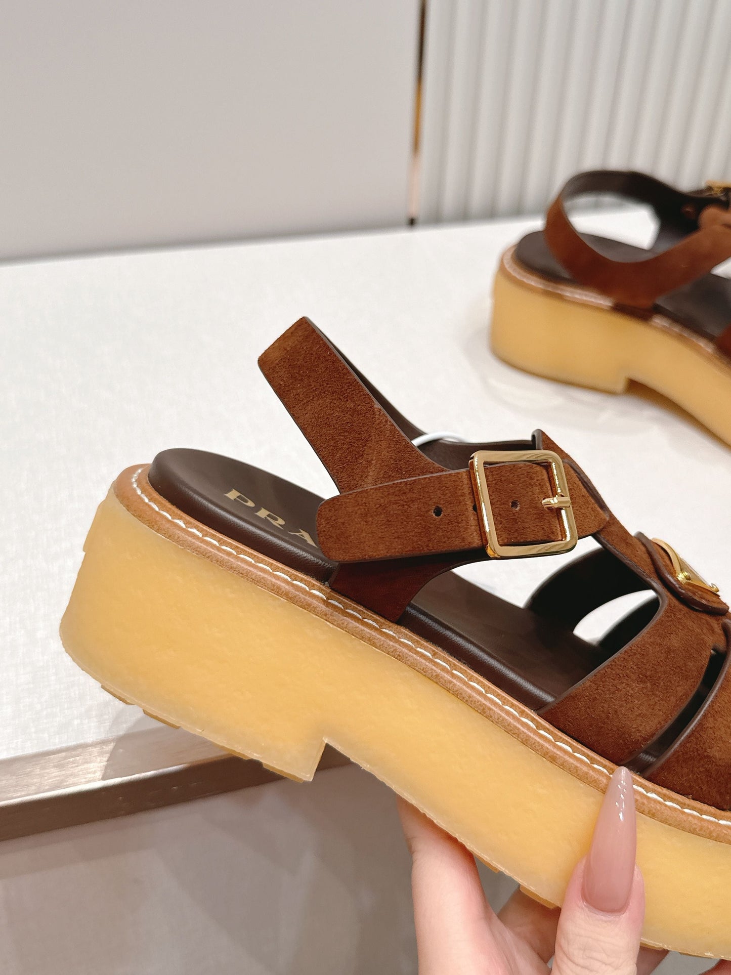 Prada 26s Sandals Cocoa Brown Suede 838143