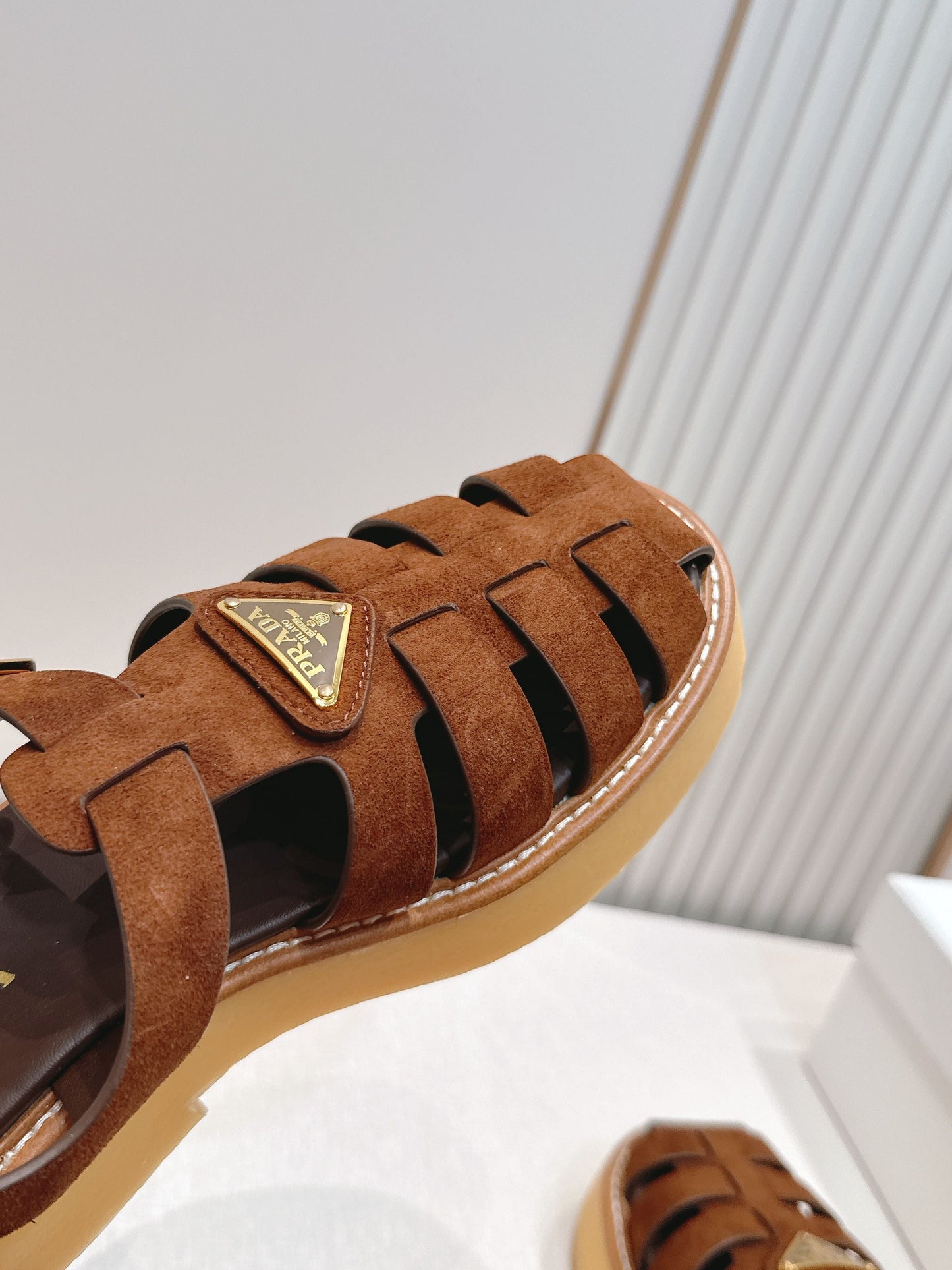 Prada 26s Sandals Cocoa Brown Suede 838143