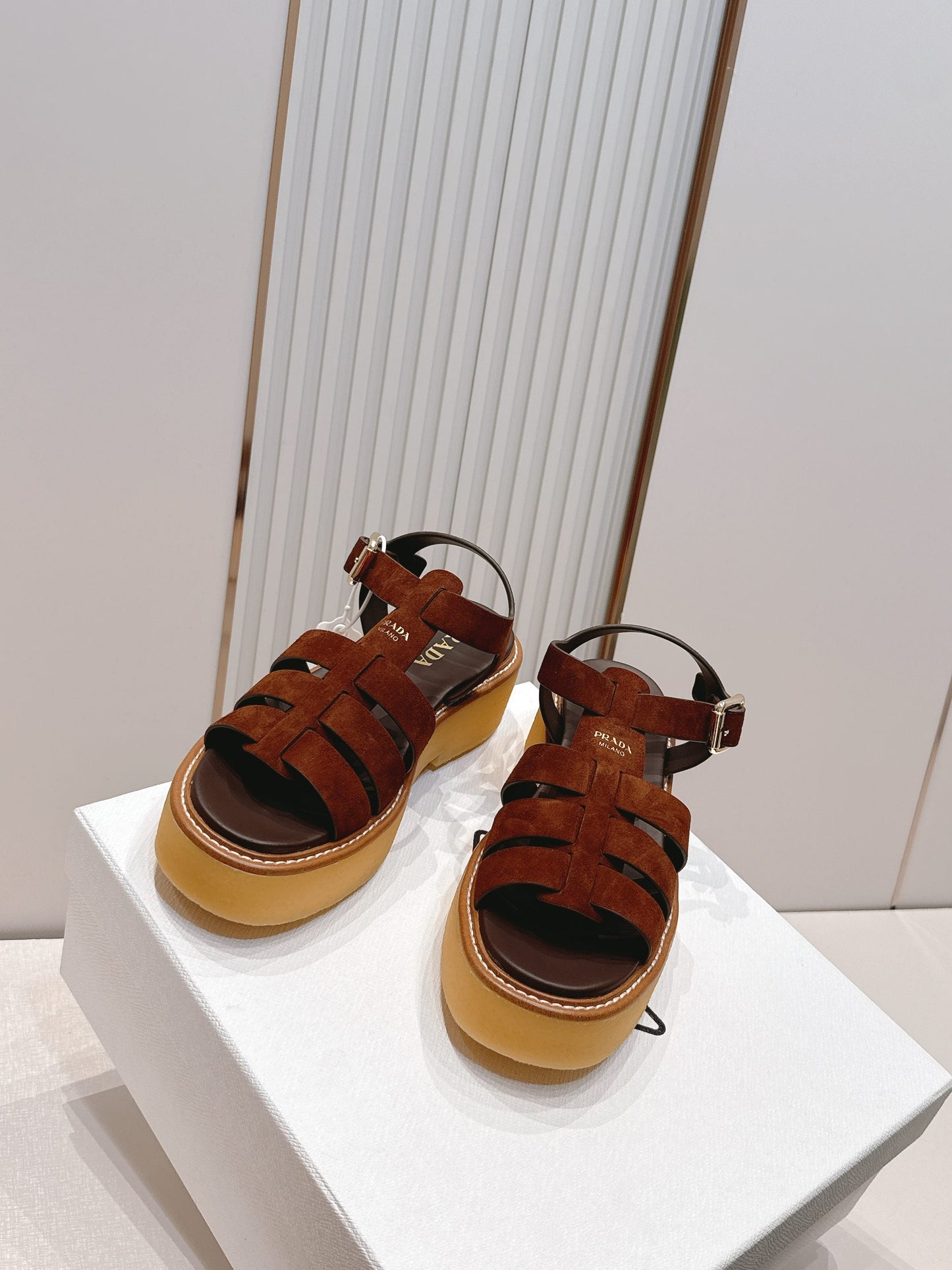 Prada 26s Sandals Cocoa Brown Suede 838142