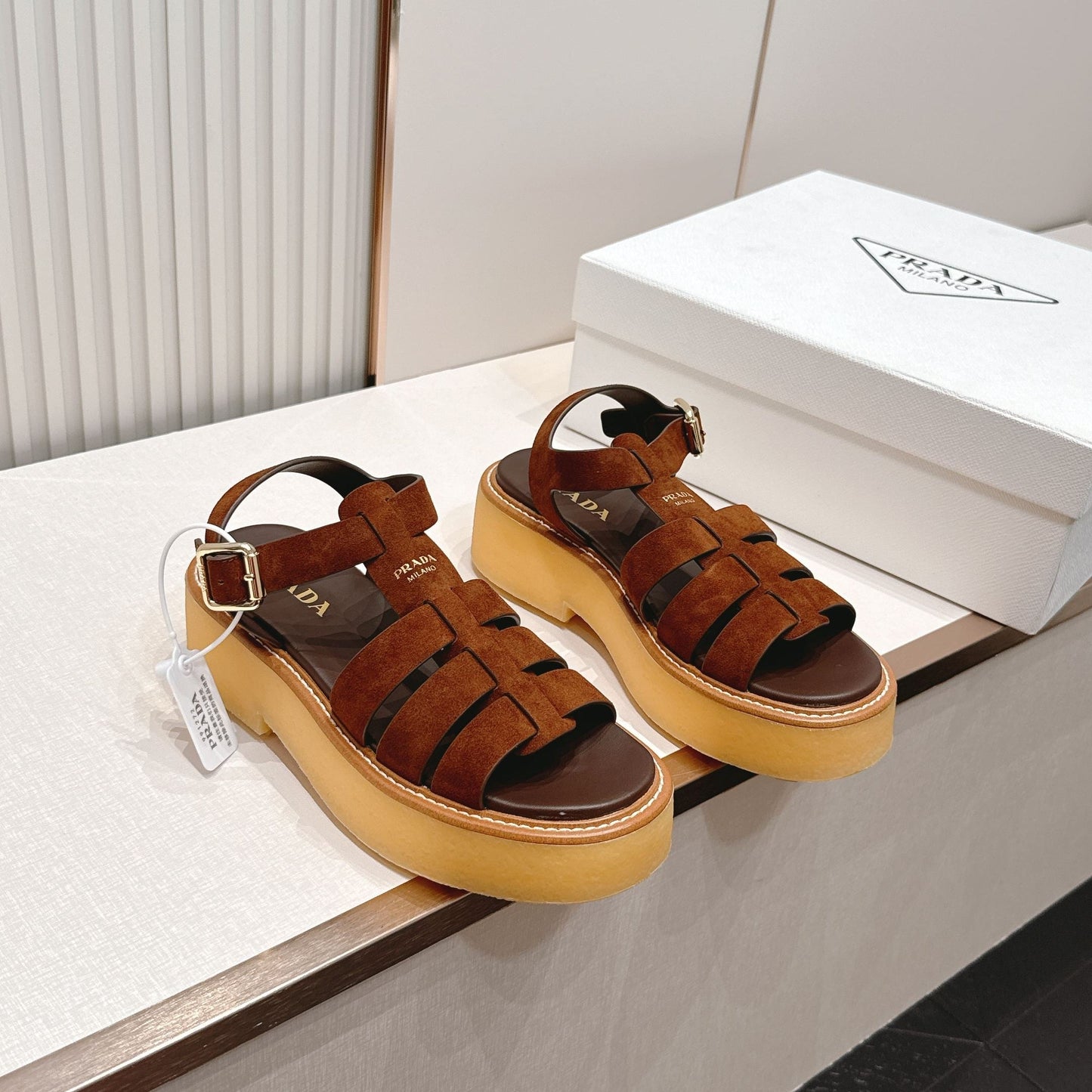 Prada 26s Sandals Cocoa Brown Suede 838142