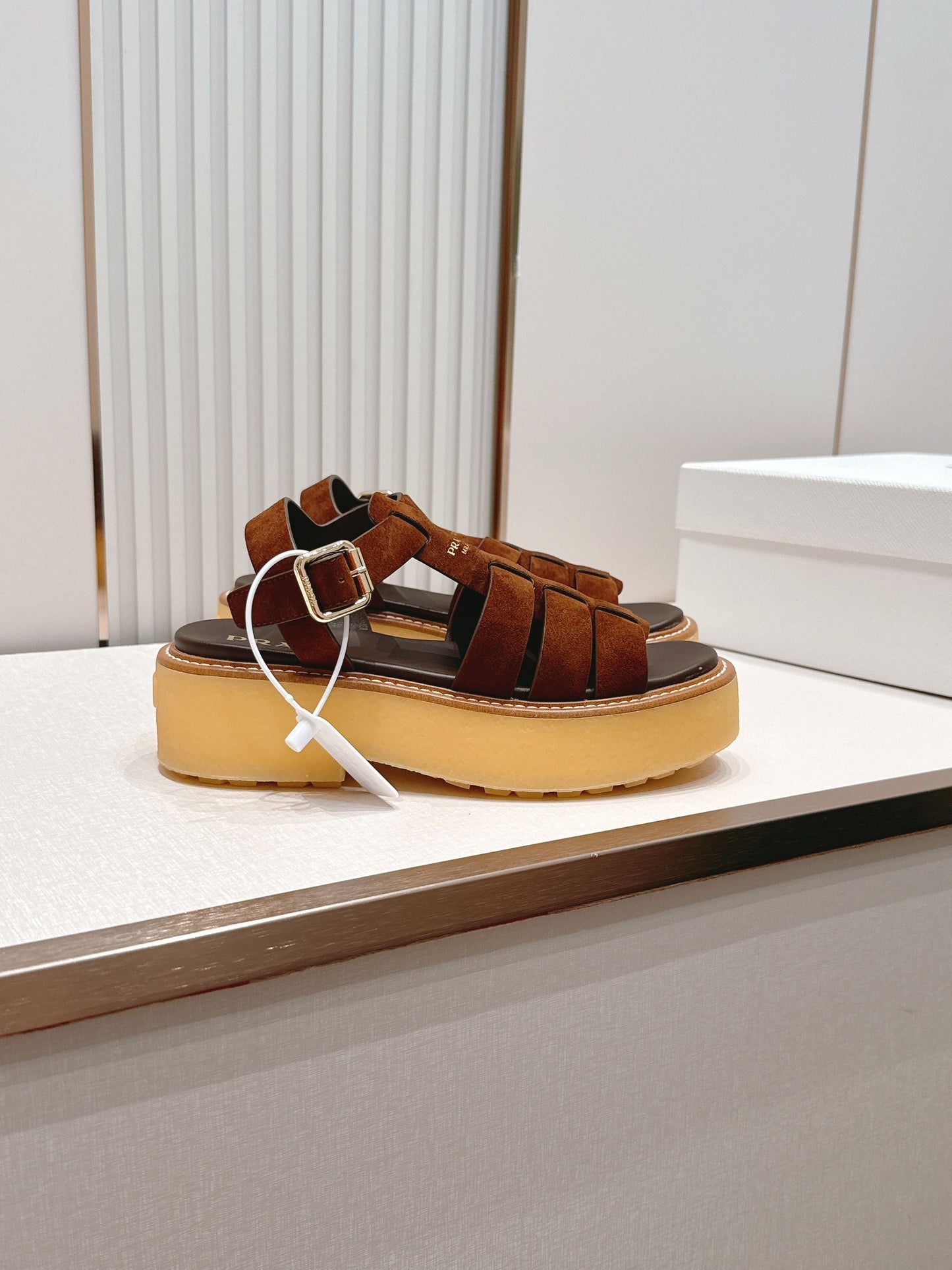 Prada 26s Sandals Cocoa Brown Suede 838142