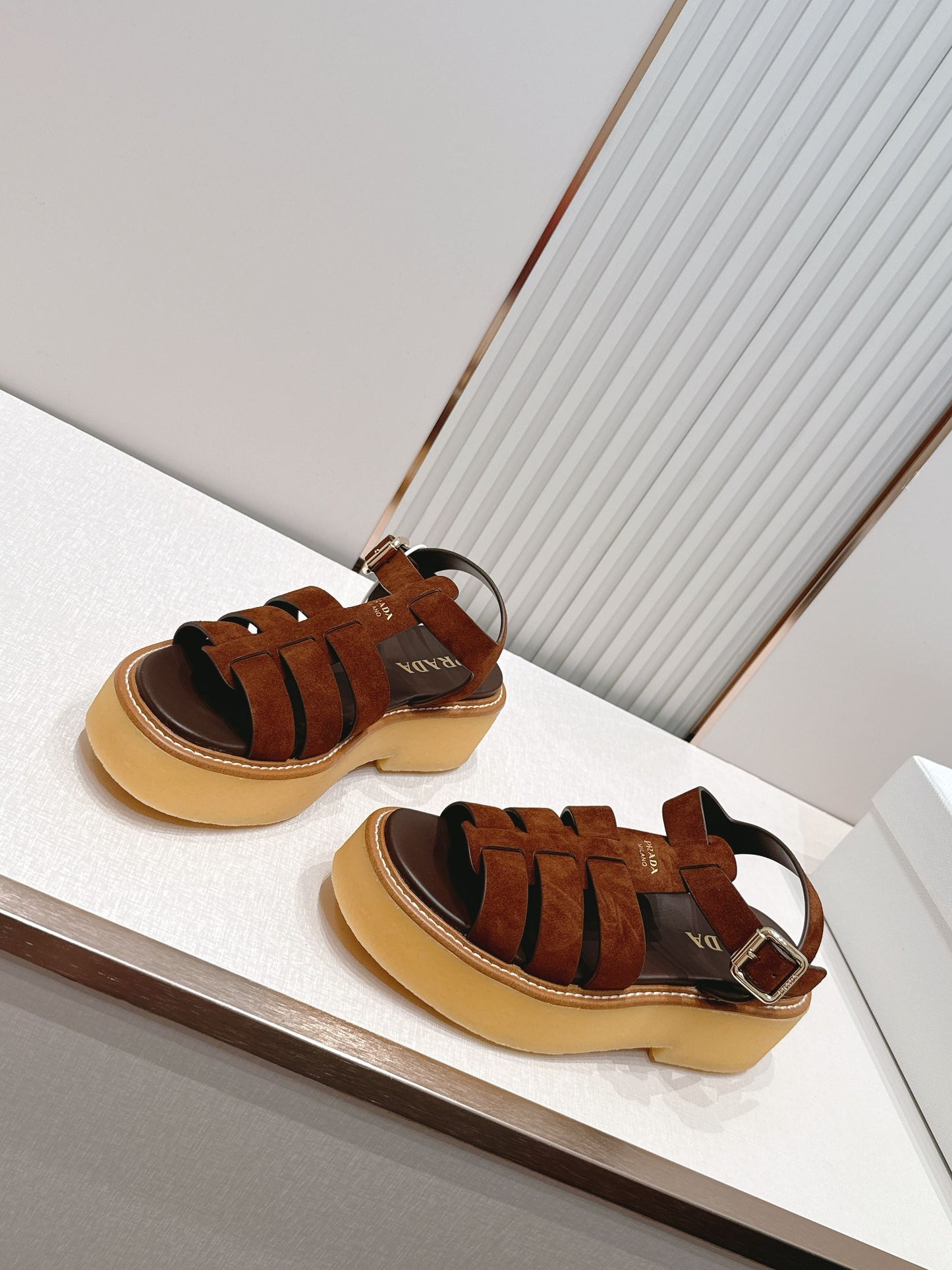 Prada 26s Sandals Cocoa Brown Suede 838142