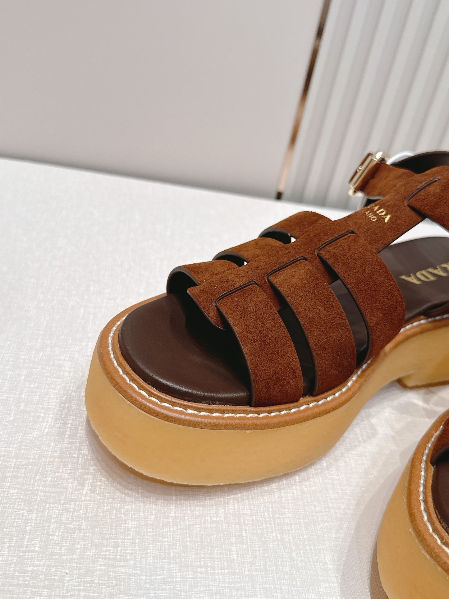 Prada 26s Sandals Cocoa Brown Suede 838142